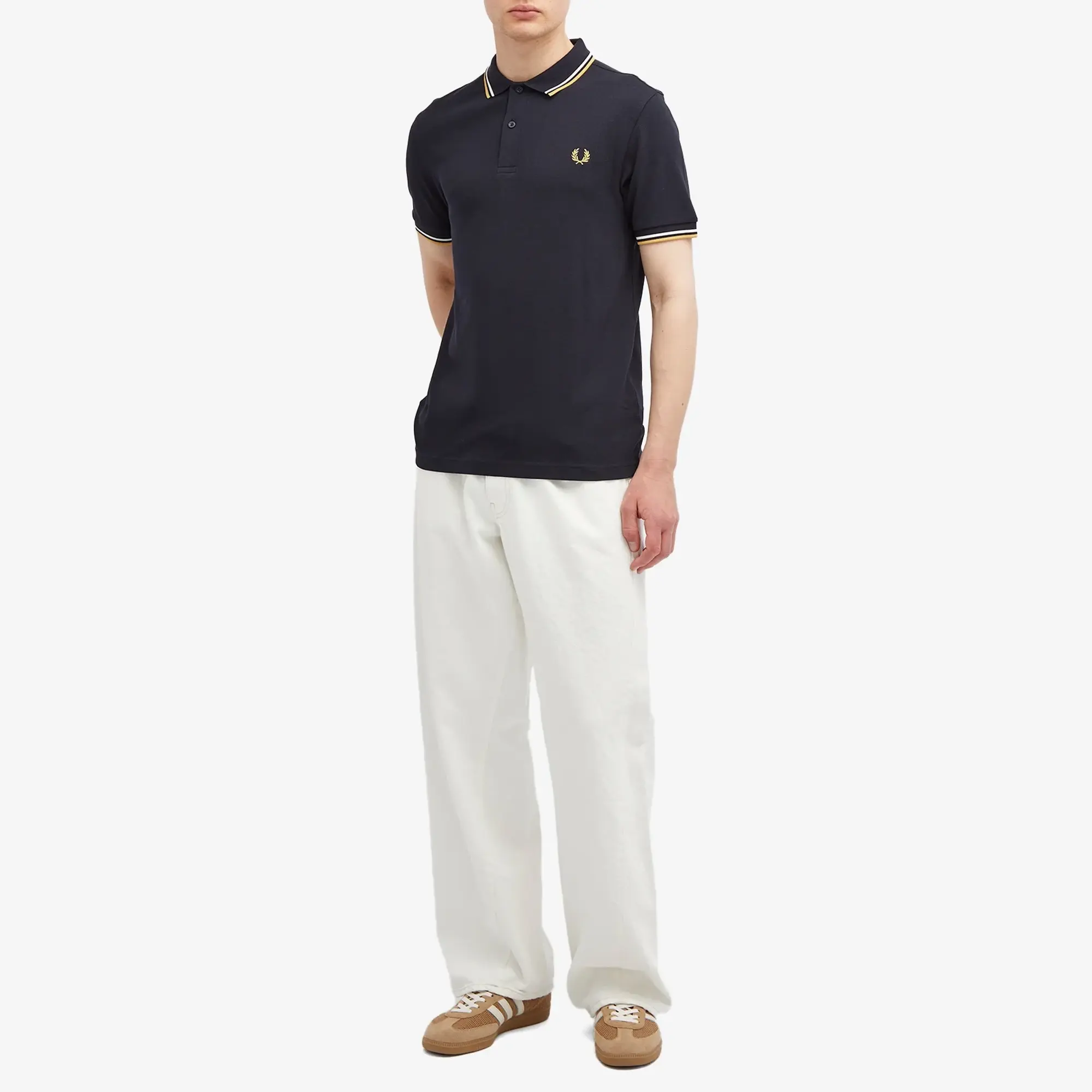 Fred Perry Men's Twin Tipped Polo Navy/Ecru/Honeycomb