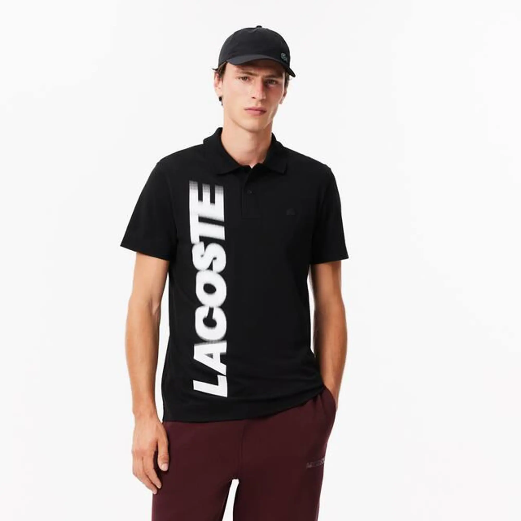 Regular Fit Lacoste Movement Printed Polo Shirt - Black