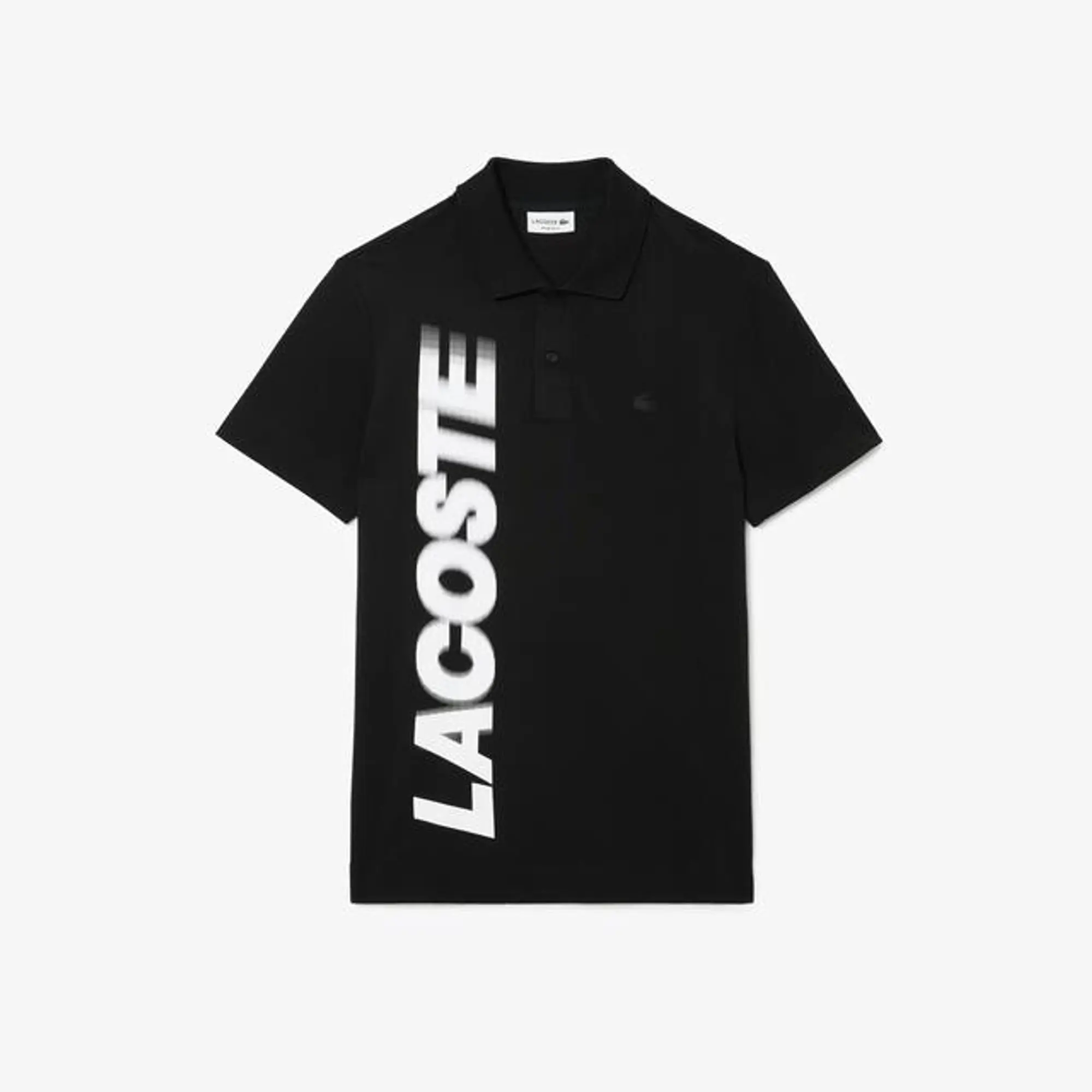 Regular Fit Lacoste Movement Printed Polo Shirt - Black