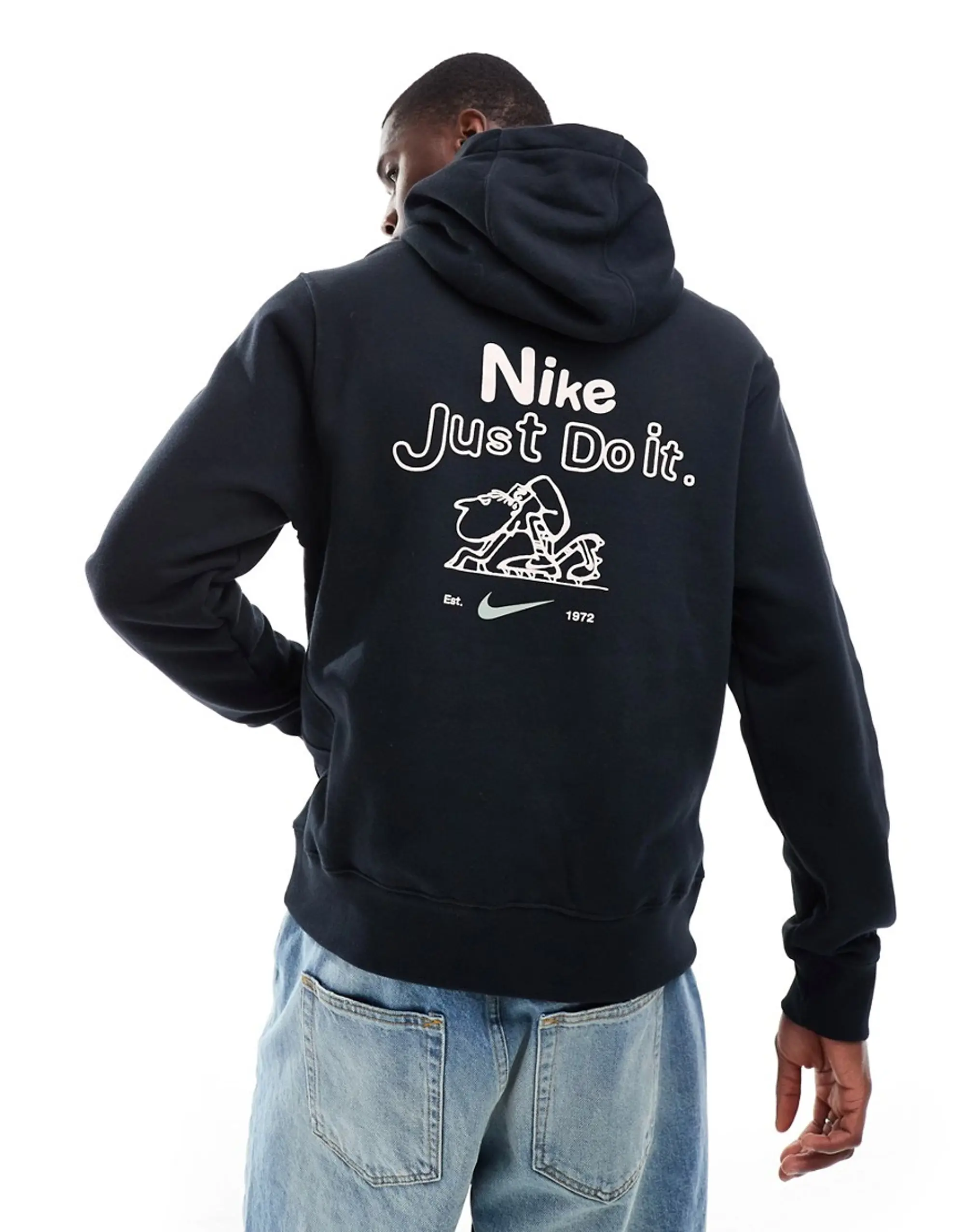 Nike Just Do It Graphic Overhead Hoodie - Black - Size S - Black