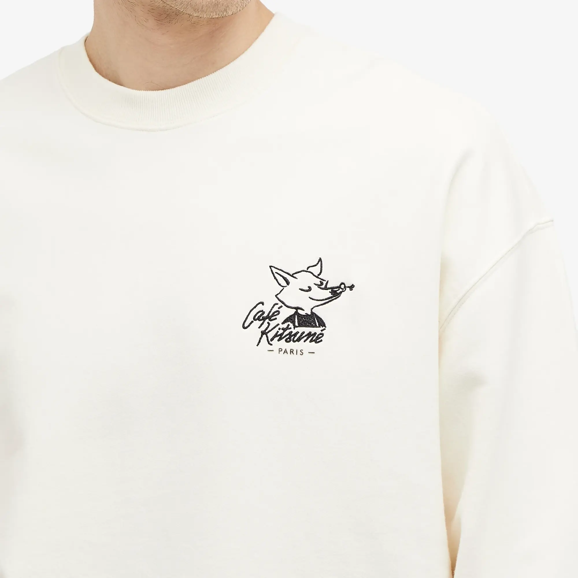 Maison Kitsuné Maison Kitsune Café Kitsuné Fox Relaxed Sweatshirt Tapioca
