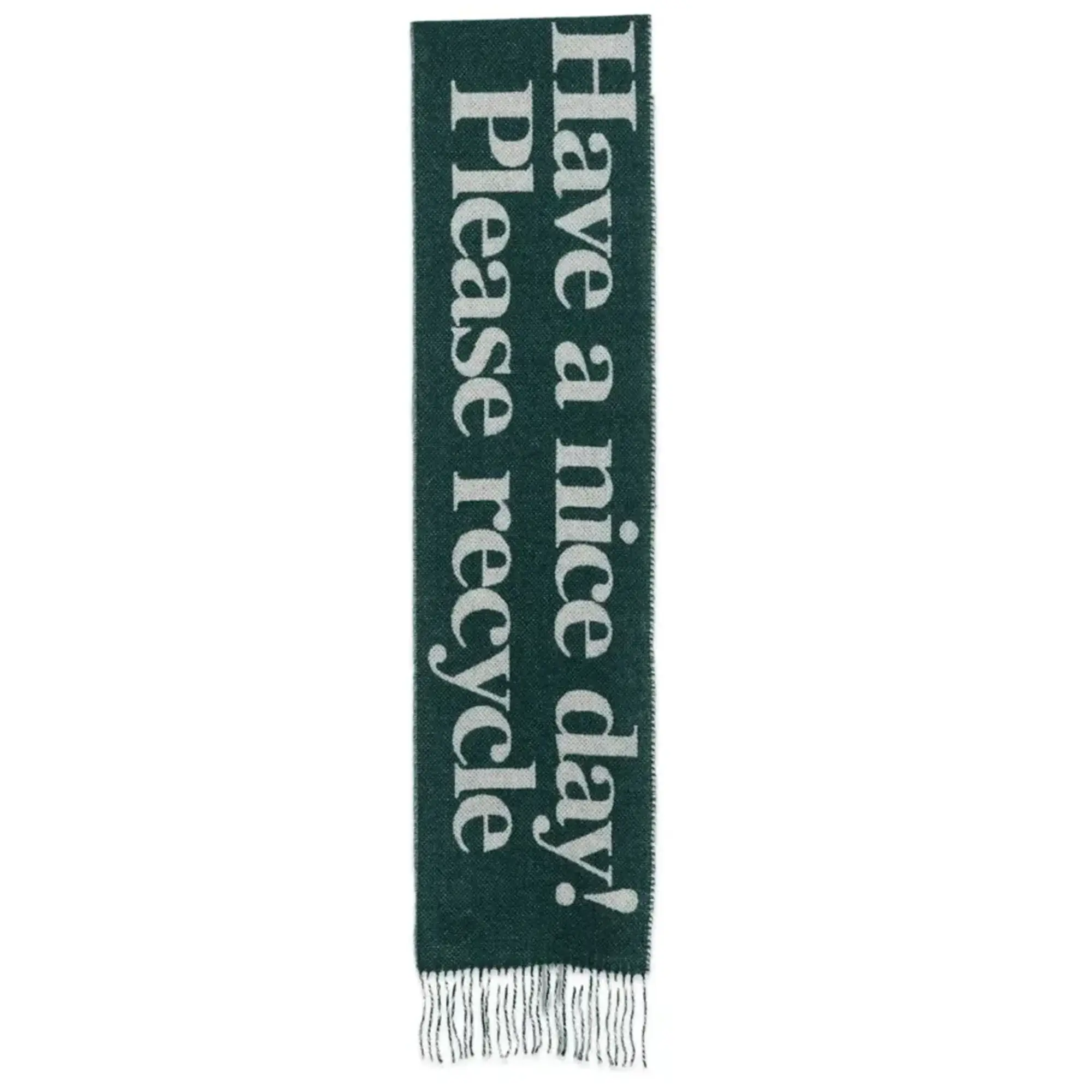 GANNI Women's Narrow Scarf Please Recycle Forest Night