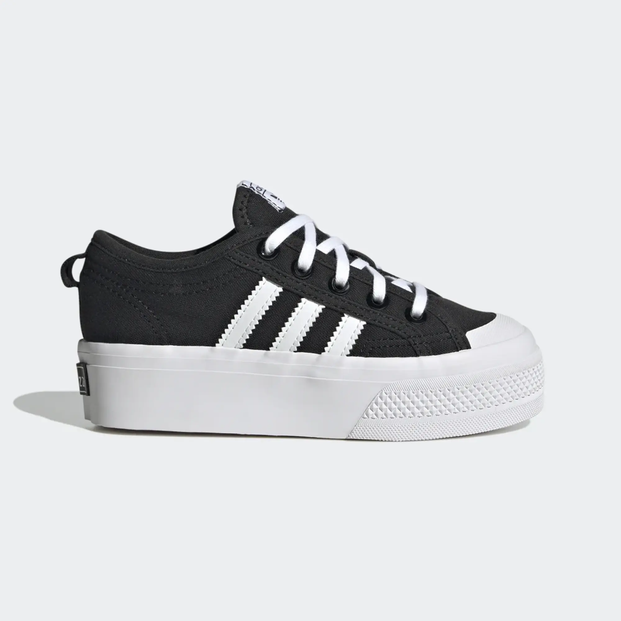 adidas Originals Kids Girls Nizza Platform Trainers - Black/White, Black/White