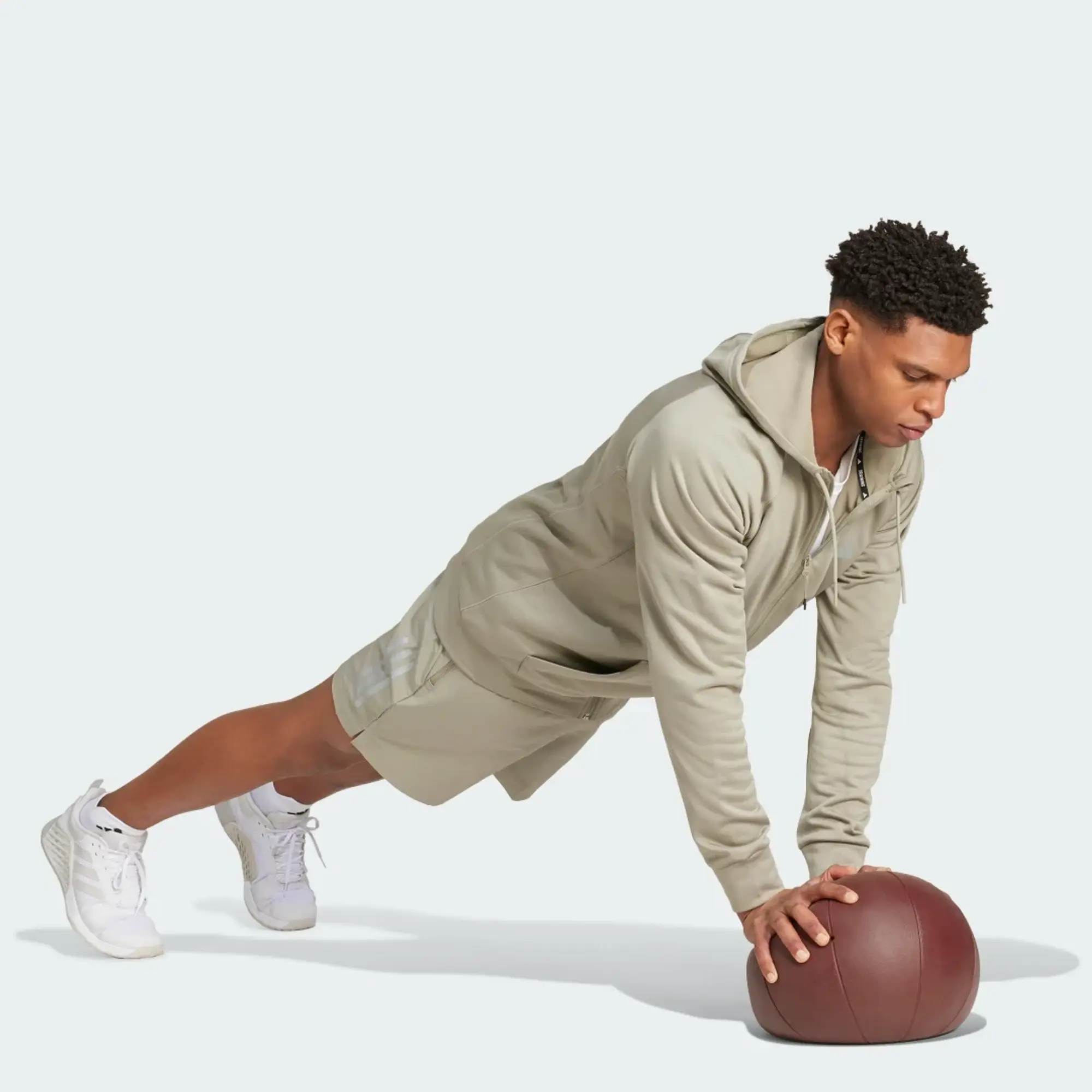 Adidas Game And Go Big Logo 3 Stripes Full Zip Sweatshirt