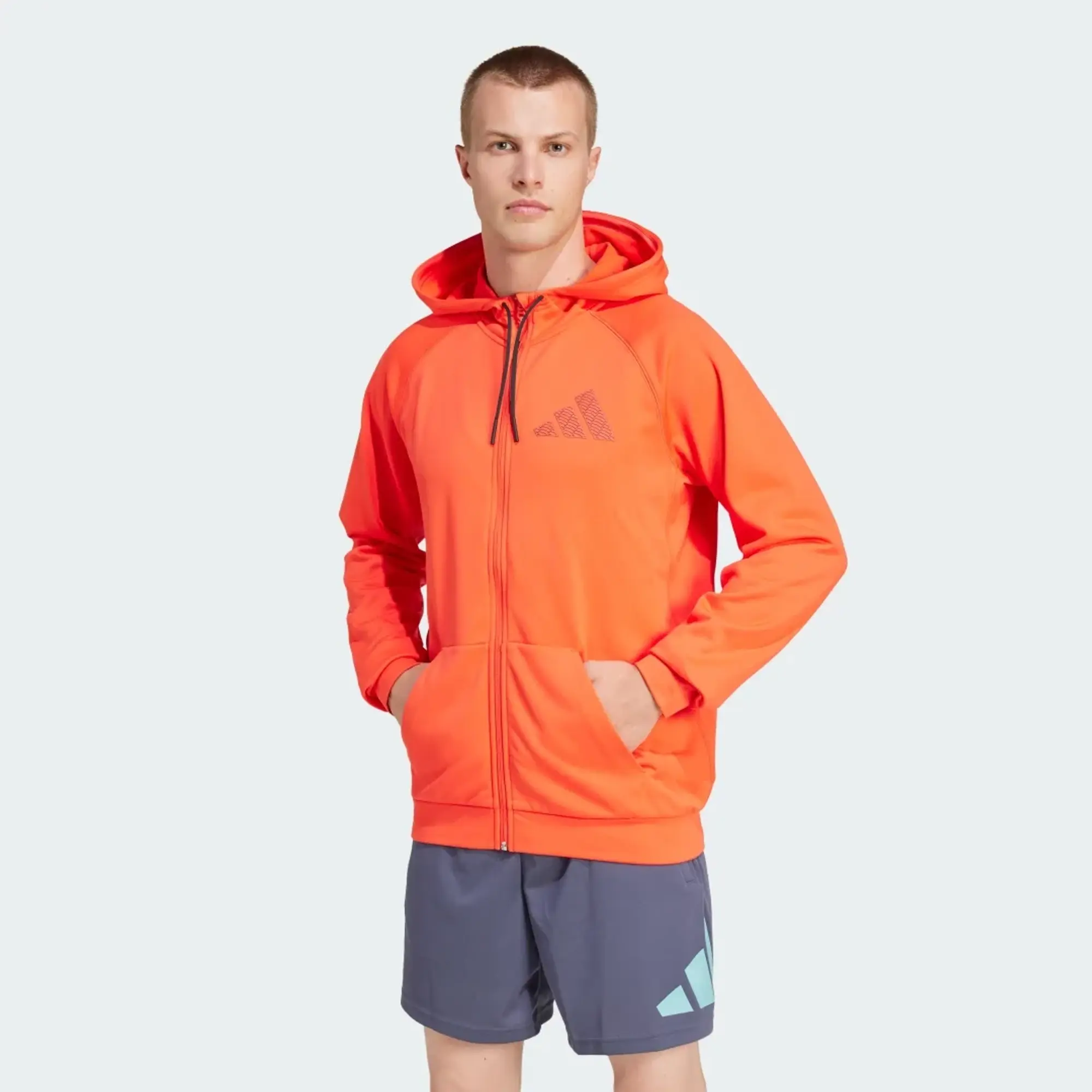 Adidas Game And Go Small Logo Full Zip Sweatshirt  - Orange