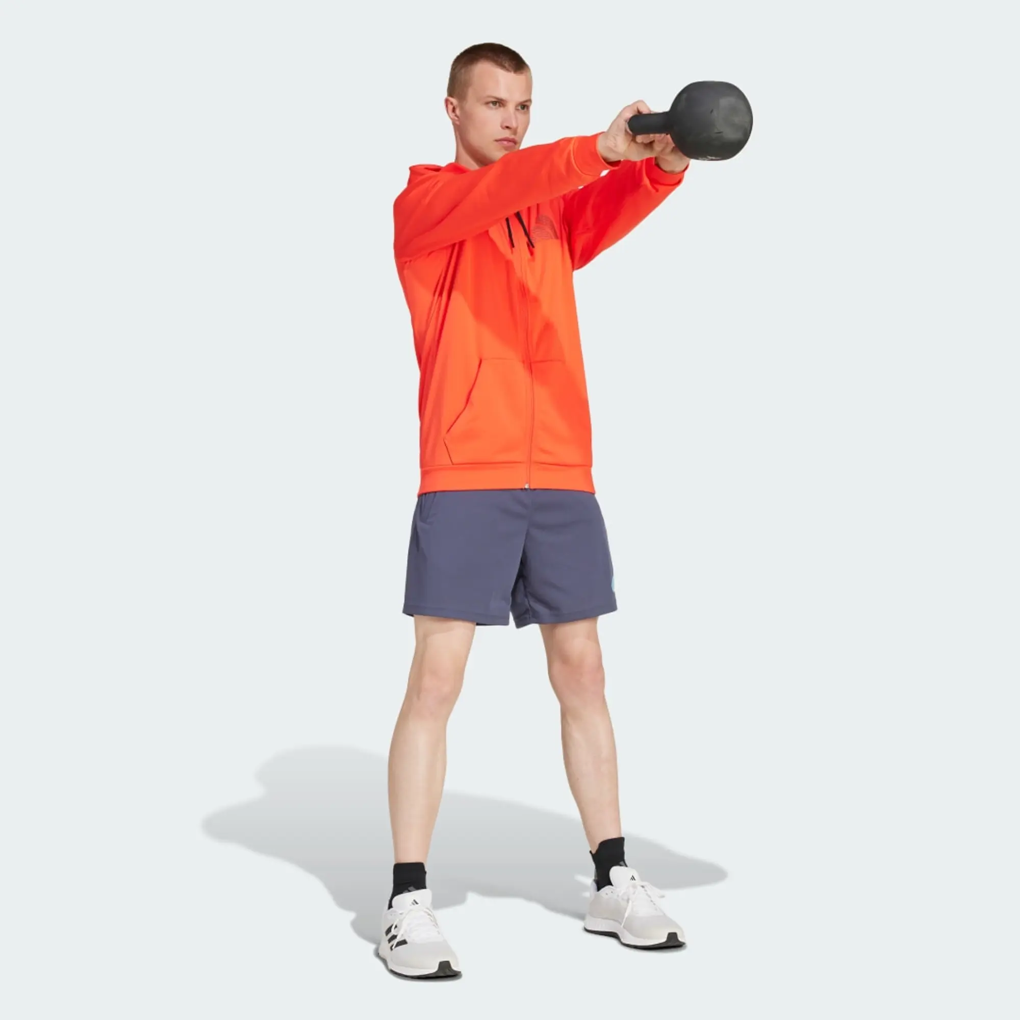 Adidas Game And Go Small Logo Full Zip Sweatshirt  - Orange