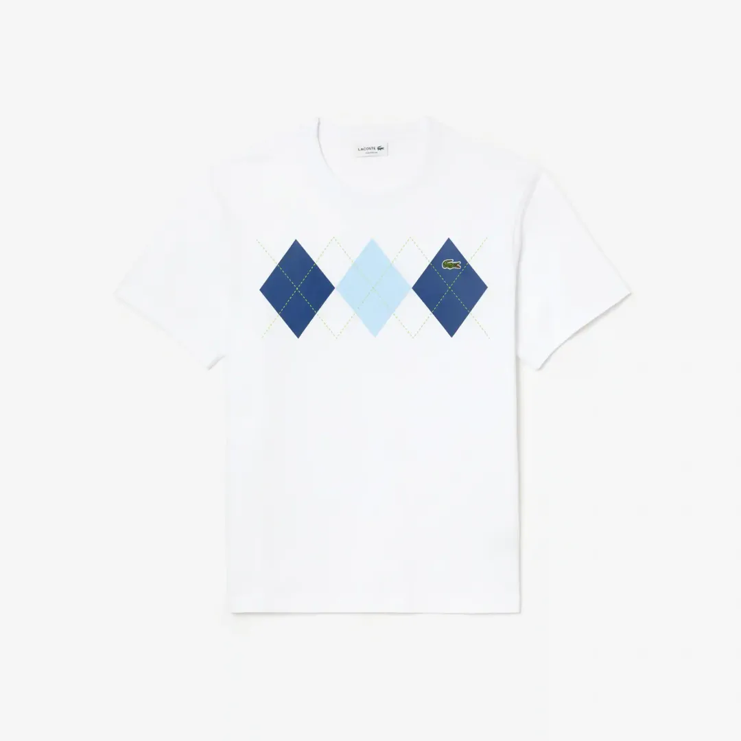 Lacoste Heavy Cotton Argyle Print T-shirt - White | TH2810-001