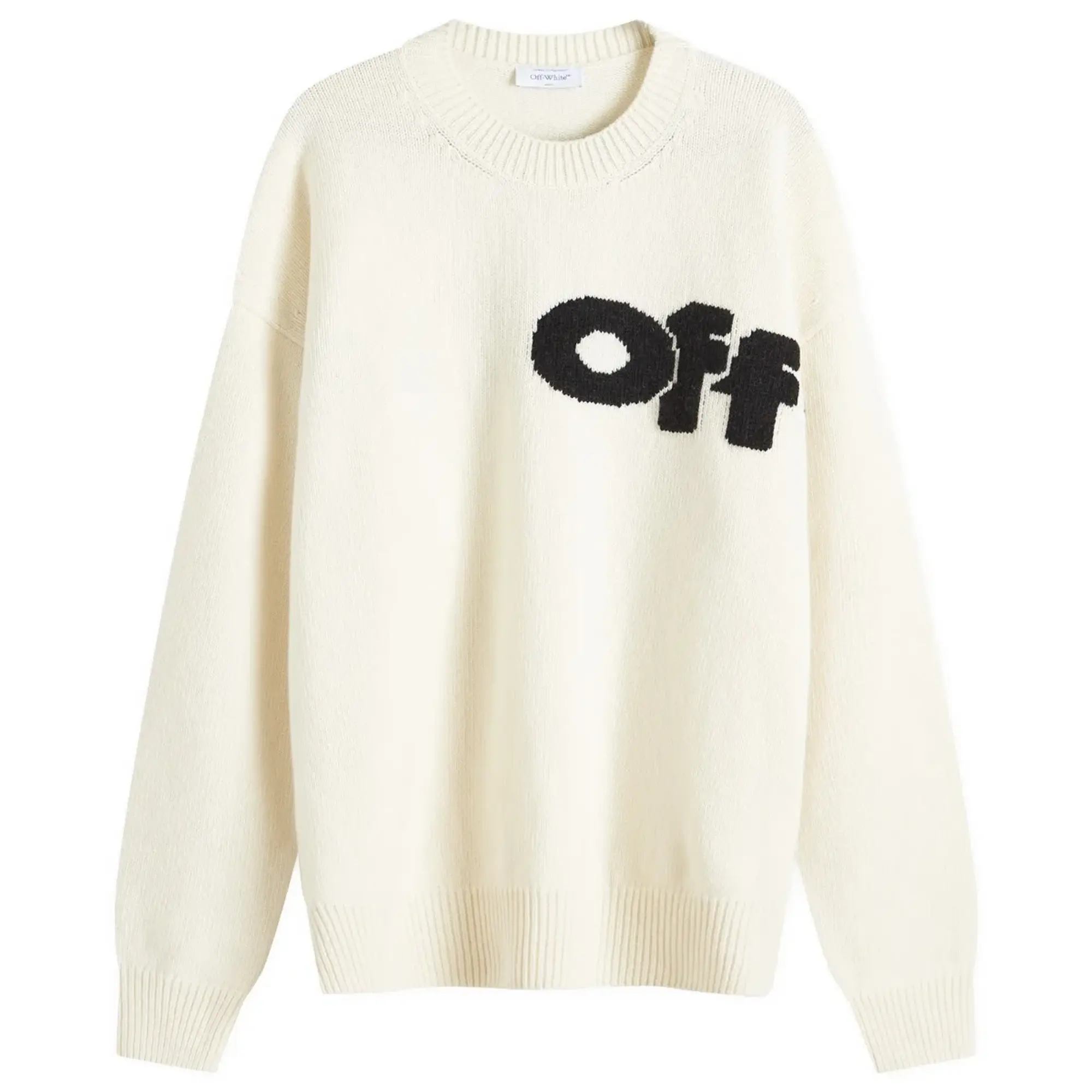 Off-White Men's Logo Crew Knit Cream