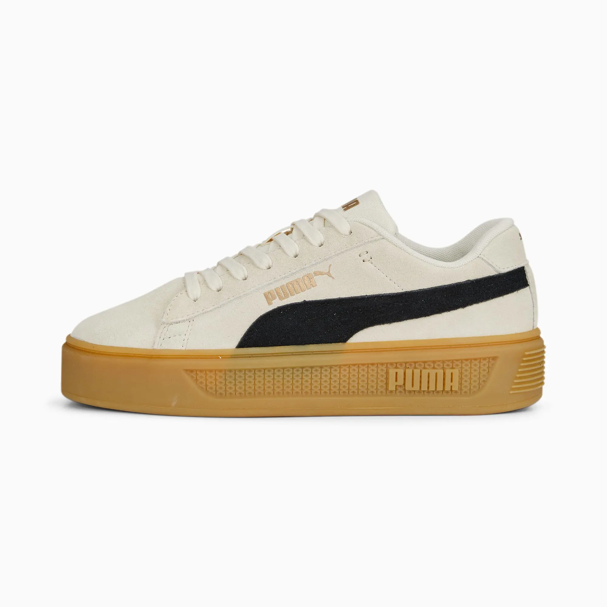 PUMA Smash Platform V3 Suede Trainers, Pristine/Black