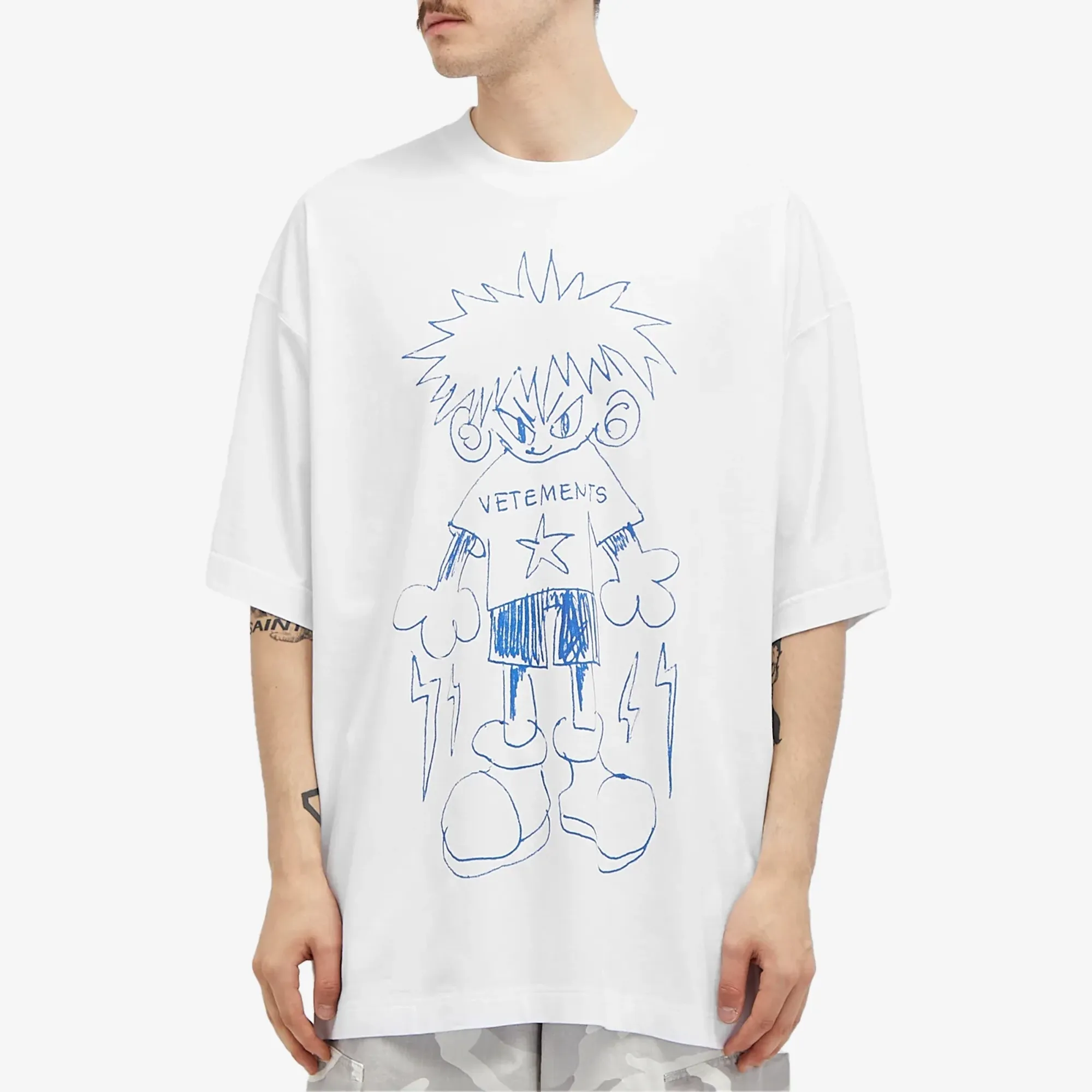 VETEMENTS Men's Drawing T-Shirt White | UA65TR700W | FOOTY.COM