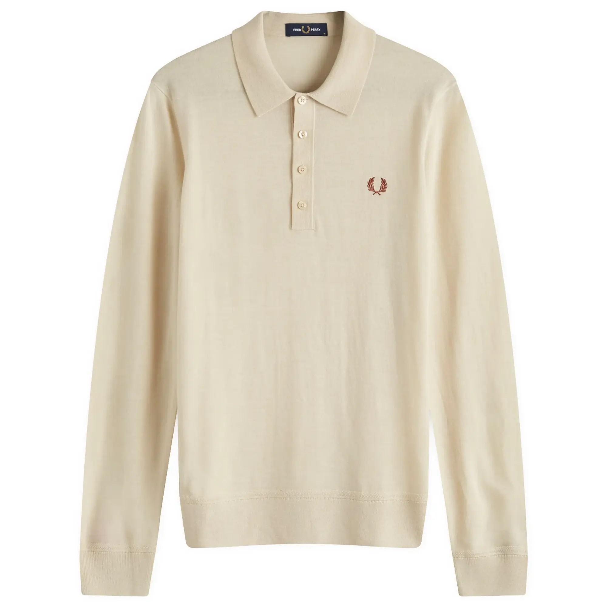 Fred Perry Men's Long Sleeve Knit Polo Oatmeal