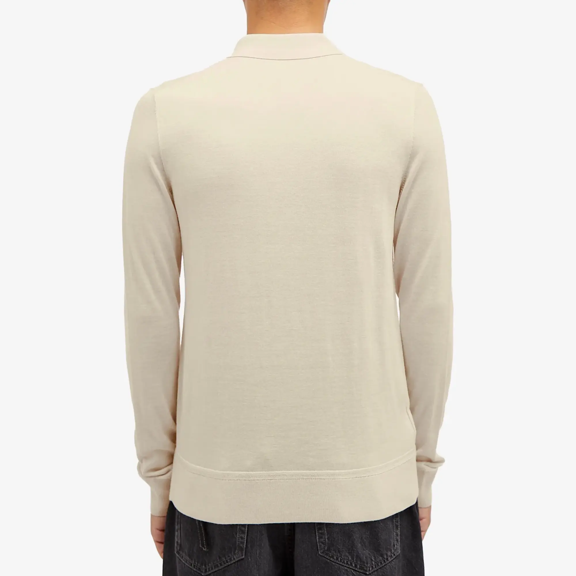 Fred Perry Men's Long Sleeve Knit Polo Oatmeal