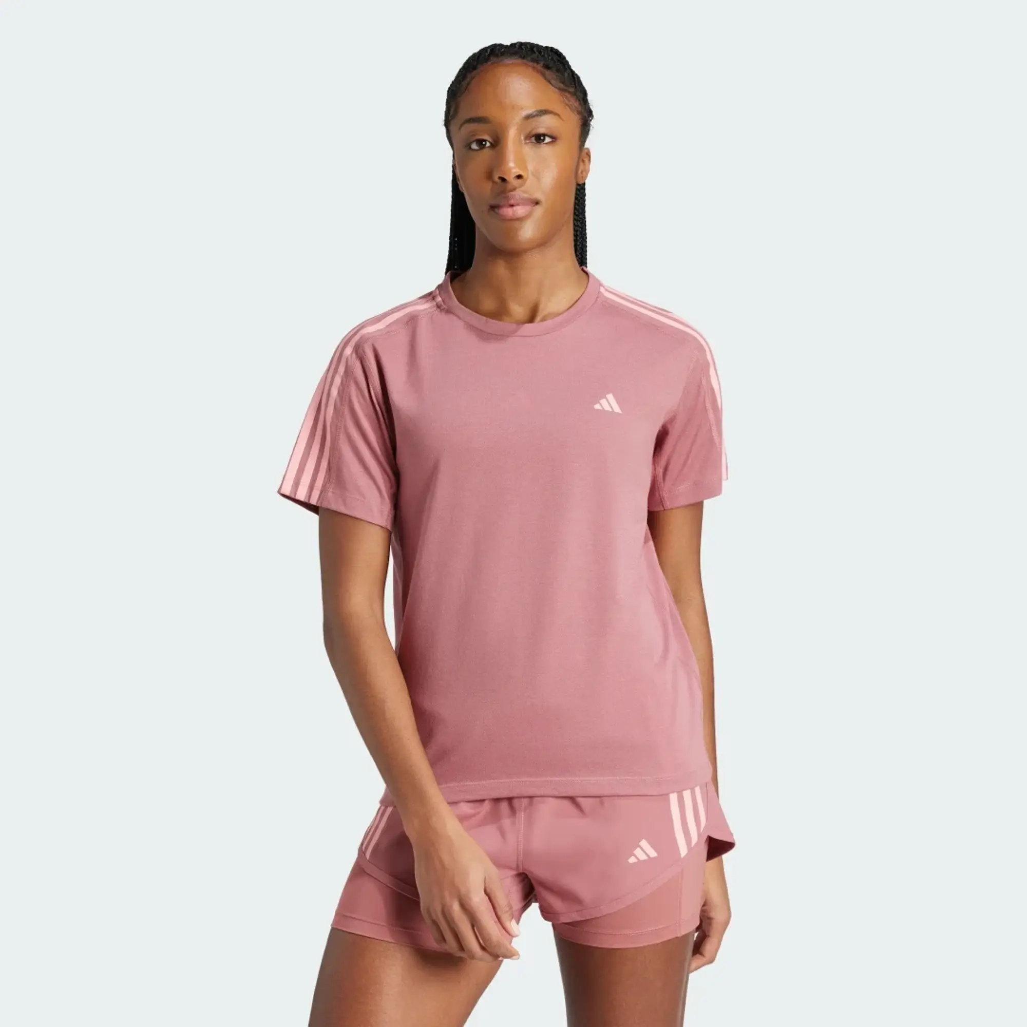 Adidas Own The Run 3 Stripes Short Sleeve T-shirt  - Pink