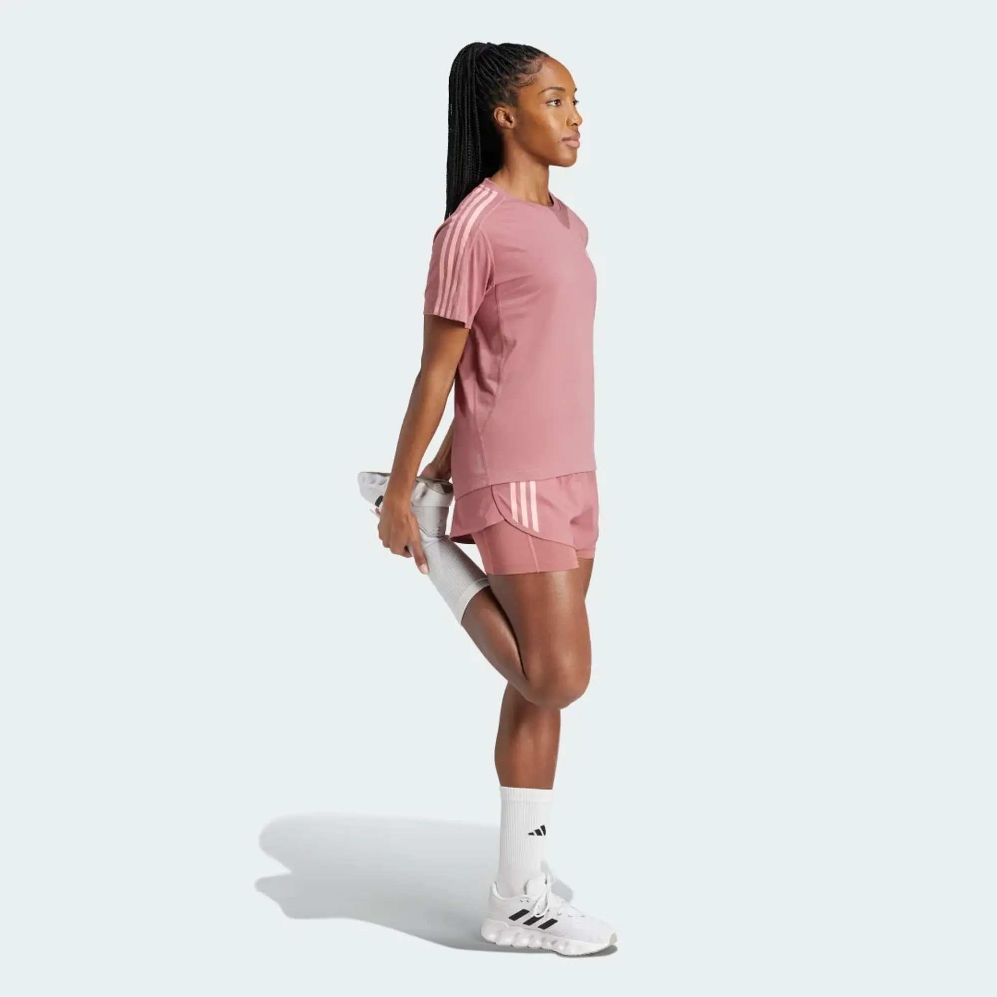 Adidas Own The Run 3 Stripes Short Sleeve T-shirt  - Pink