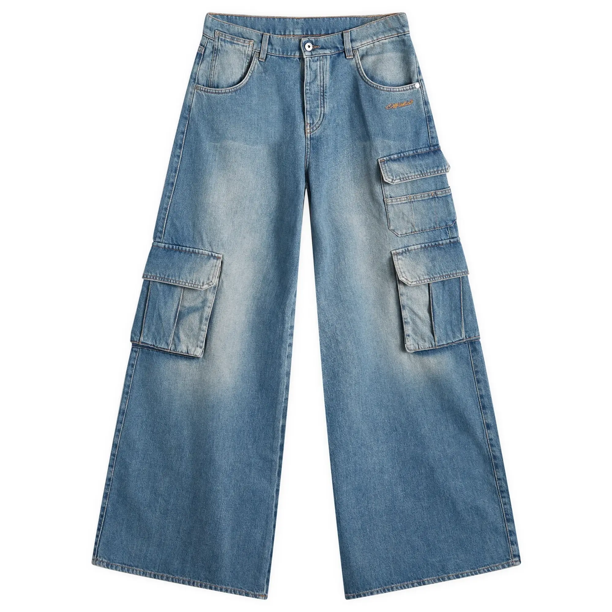 Off-White Women's Cargo Wide Pants Blue