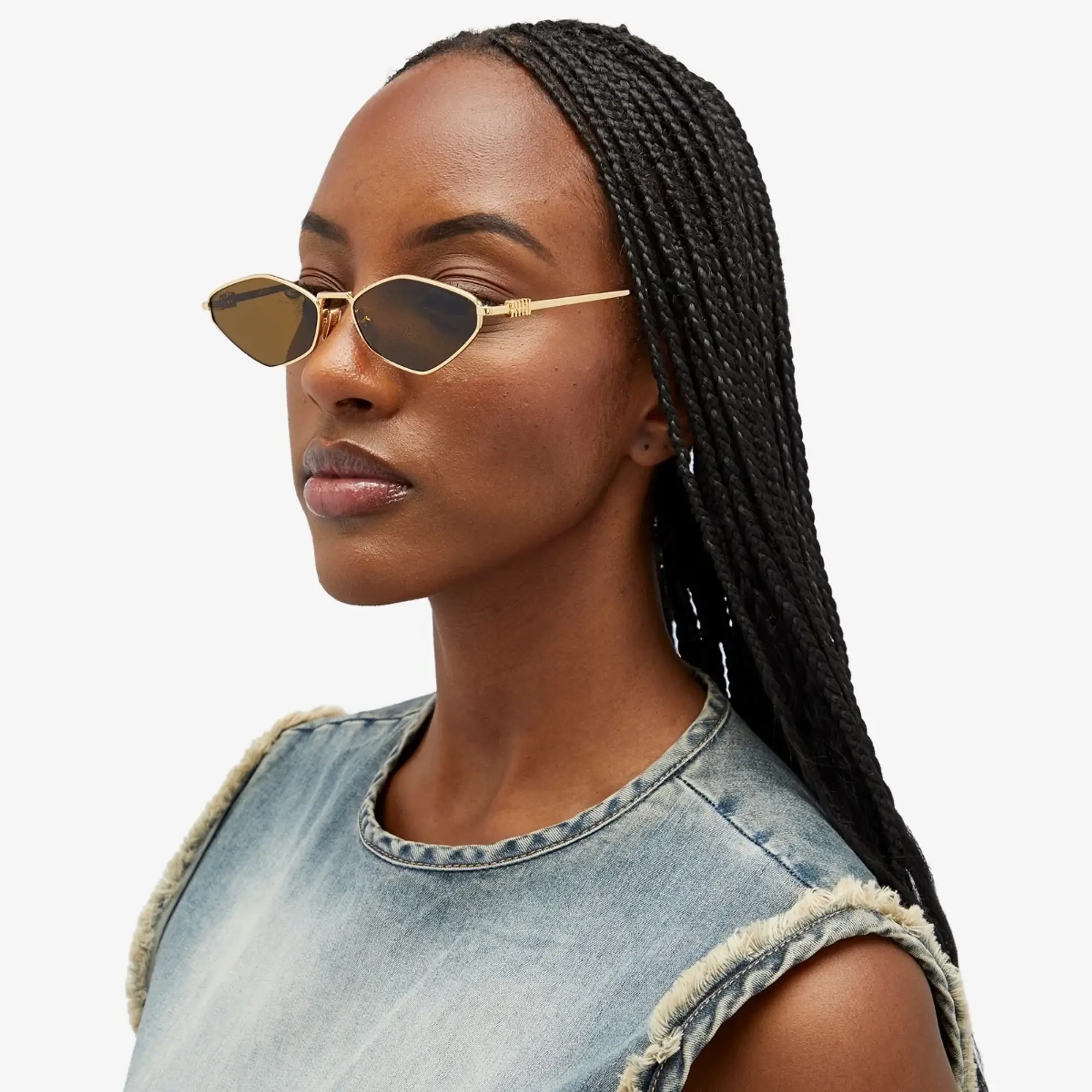 Miu Miu Eyewear Women's 56ZS Sunglasses Gold/Dark Brown