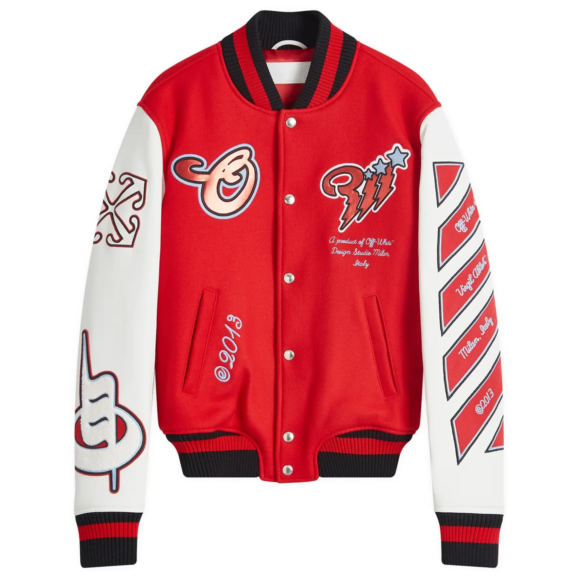 Off-White Men's Scorpio Wool Varsity Jacket Red/White