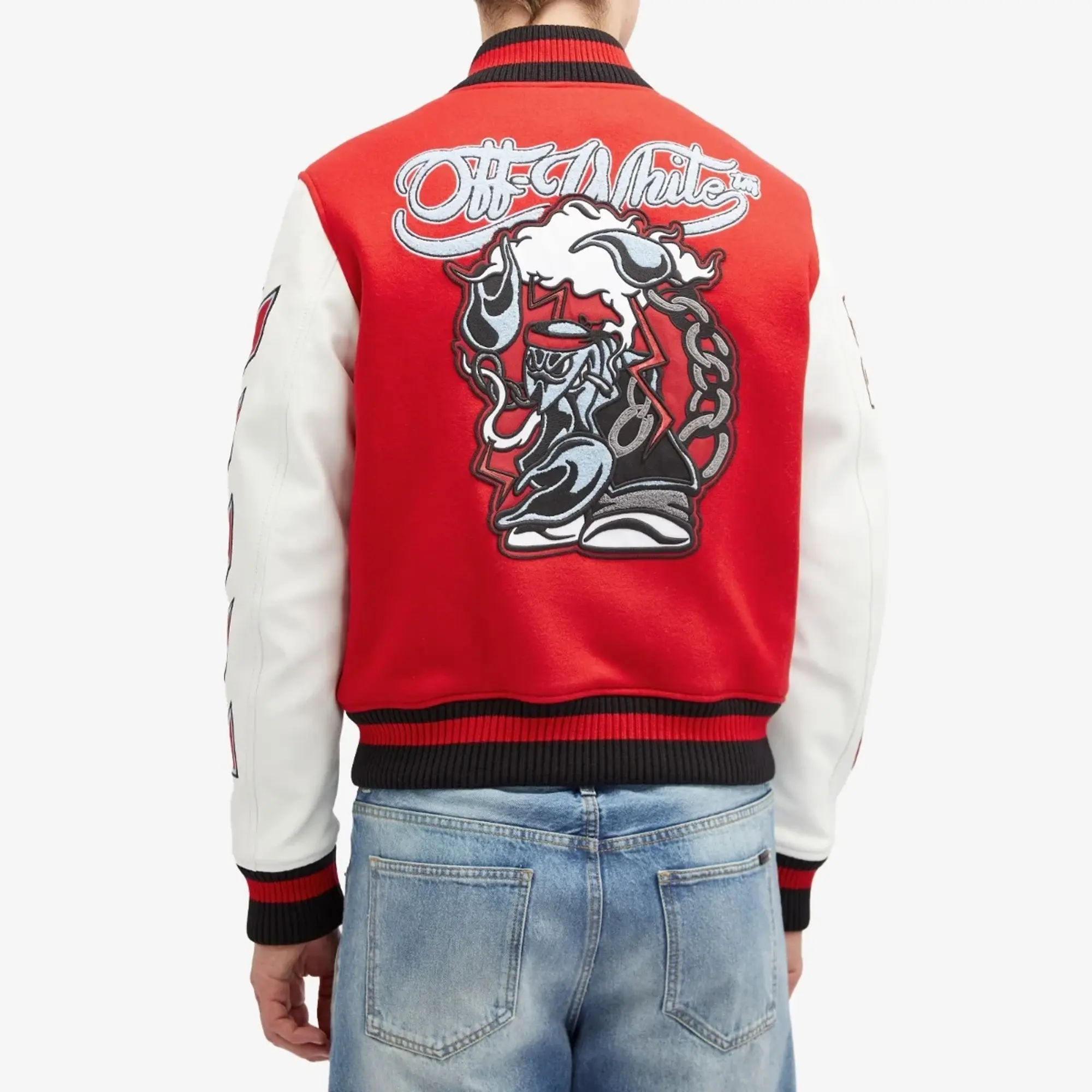 Off-White Men's Scorpio Wool Varsity Jacket Red/White