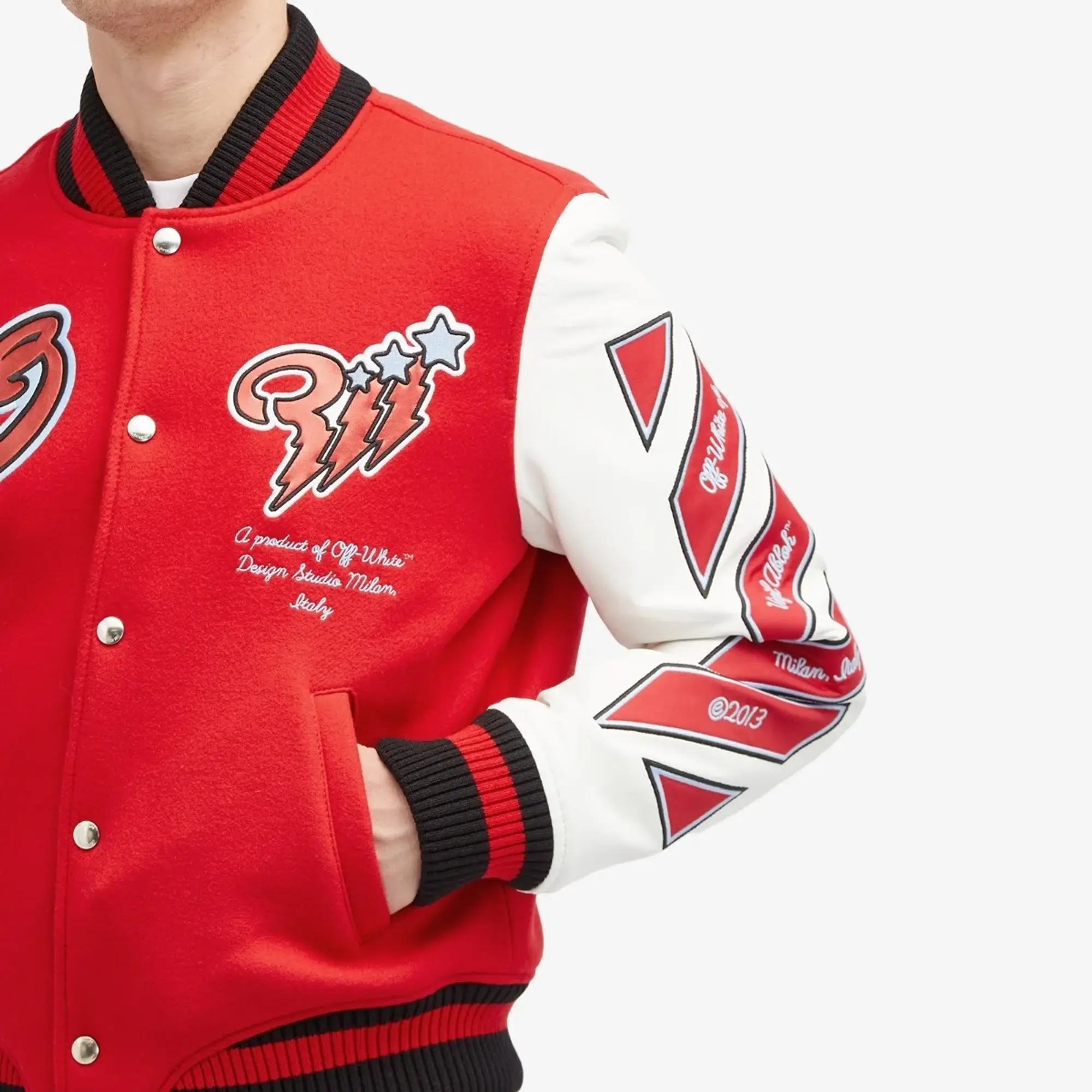 Off-White Men's Scorpio Wool Varsity Jacket Red/White