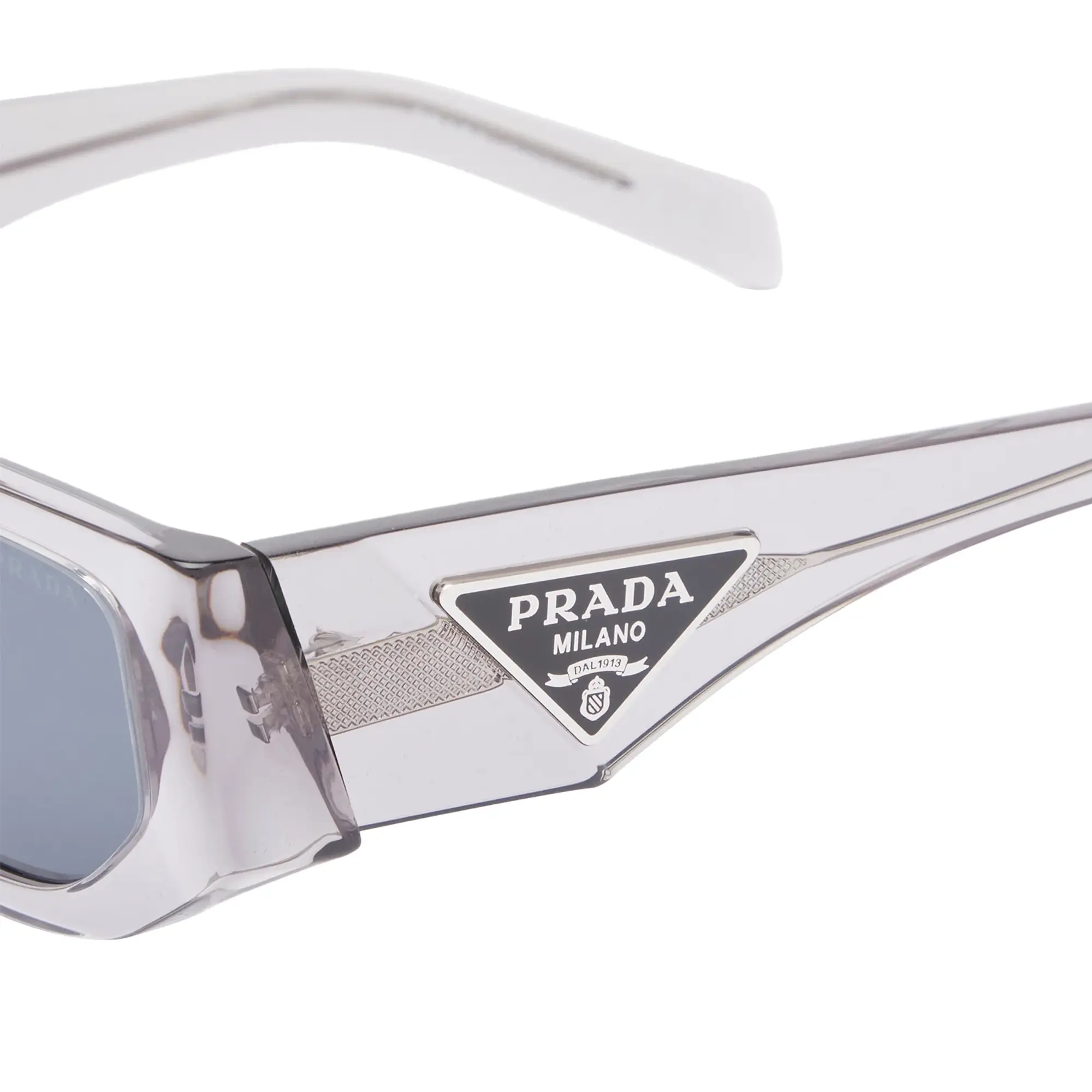 Prada Eyewear Men's 09ZS Sunglasses Transparent Asphalt/Dark Grey