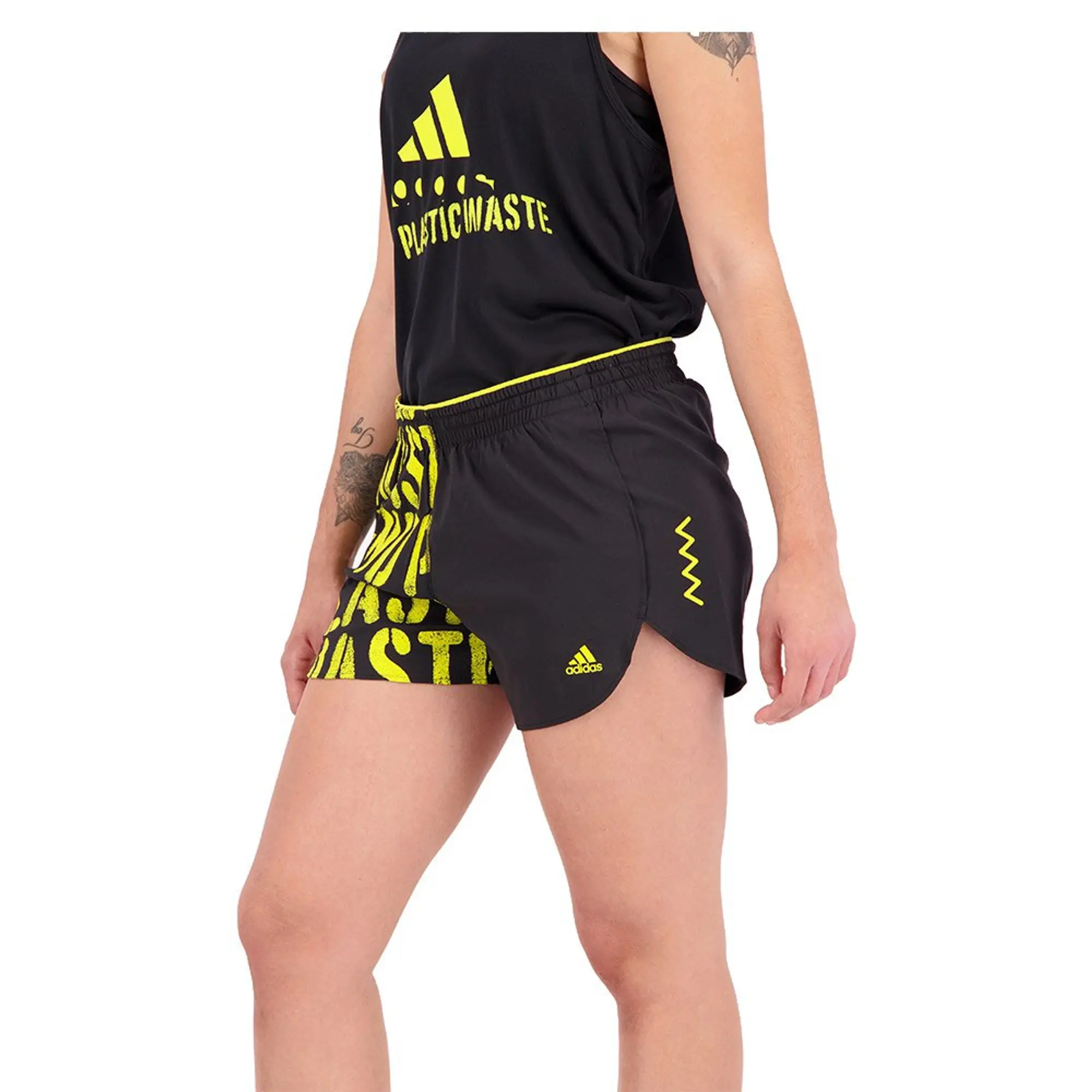 adidas Run Fast Running Shorts with Inner Briefs Womens - Black