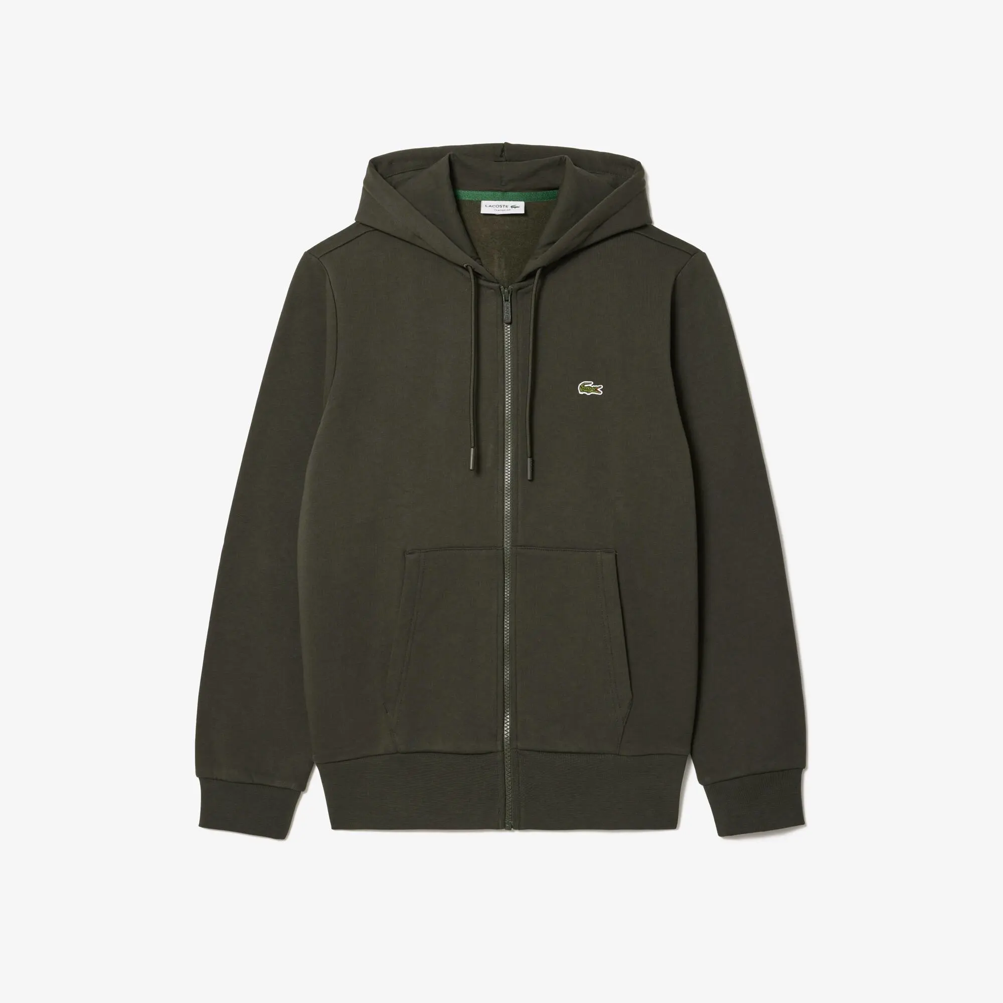 Lacoste Zip-Up Fleece Hoodie - Dark Khaki Green