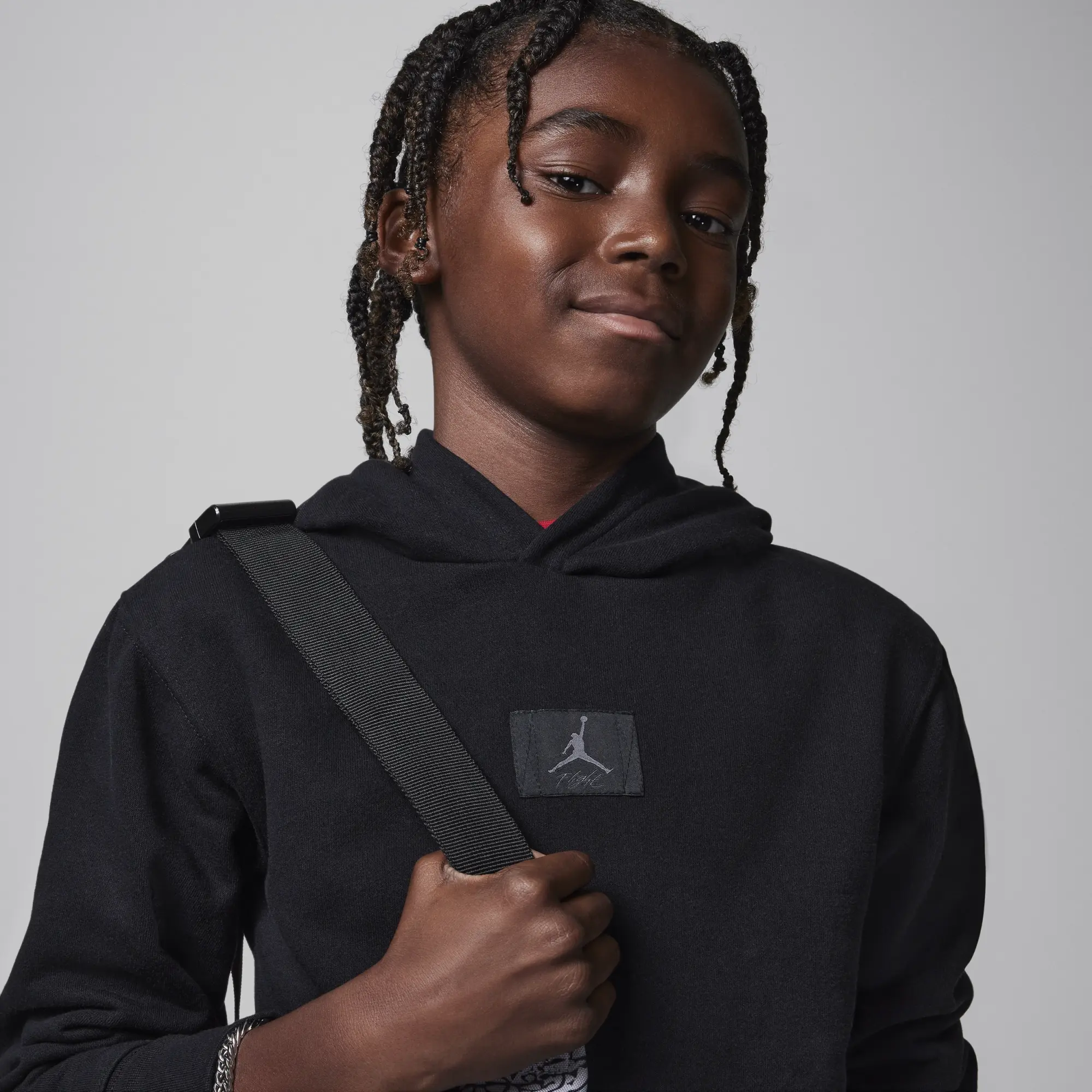 Nike Jordan MJ Flight Older Kids' Fleece Pullover Hoodie - Black - Cotton