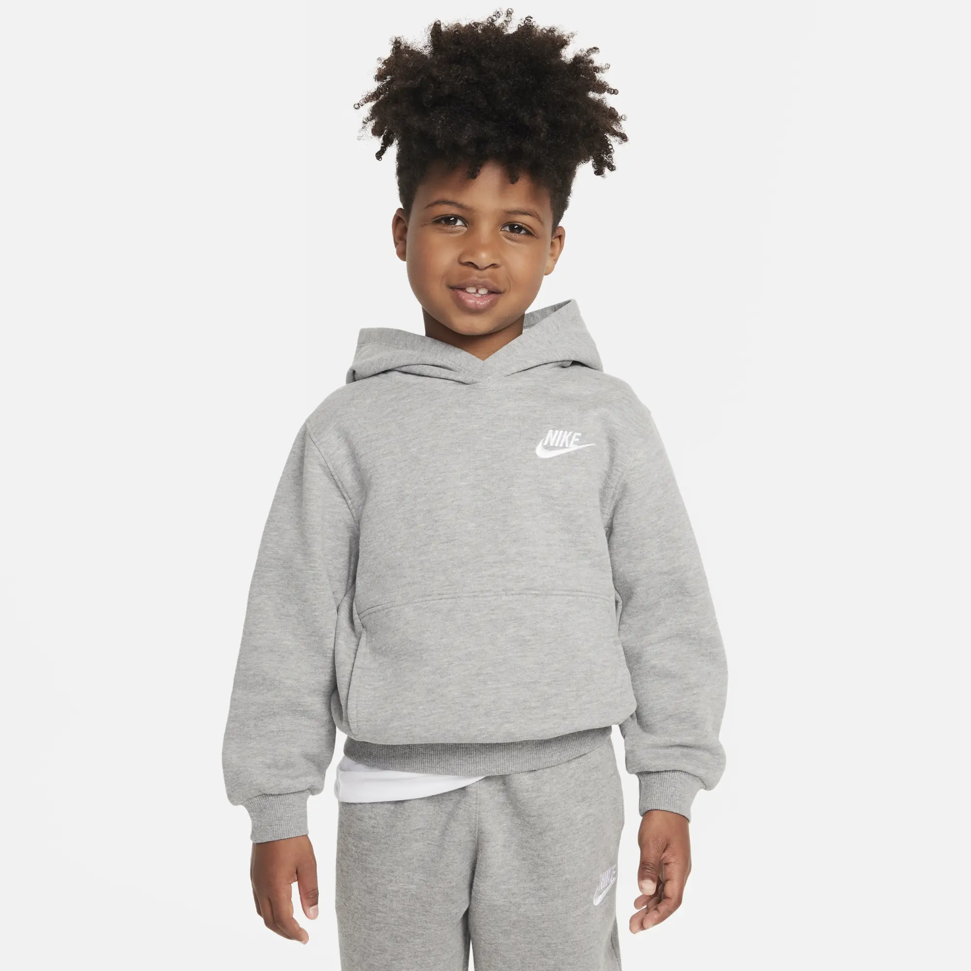 Nike Sportswear Club Fleece Pullover Younger Kids' Hoodie - Grey - Cotton