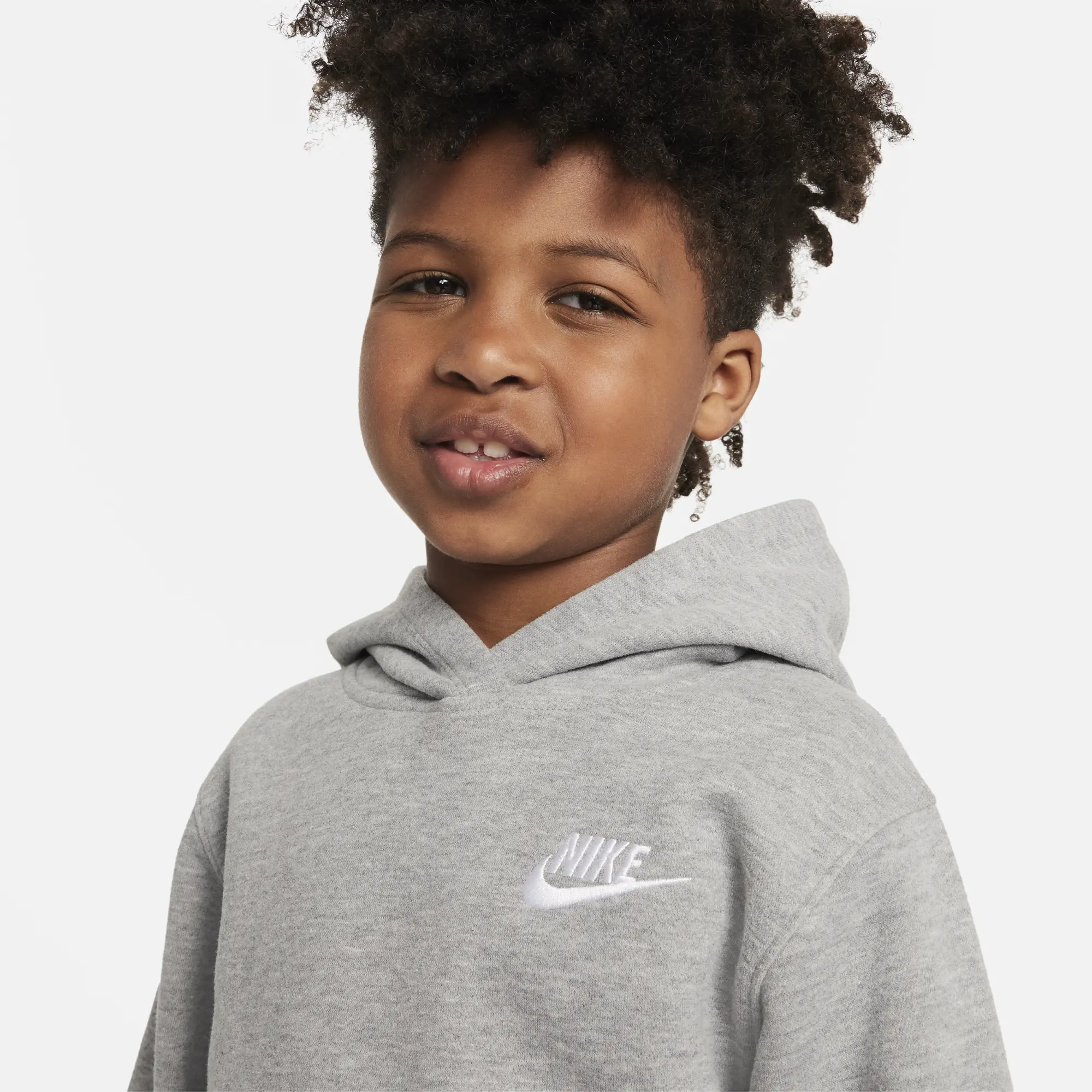 Nike Sportswear Club Fleece Pullover Younger Kids' Hoodie - Grey - Cotton