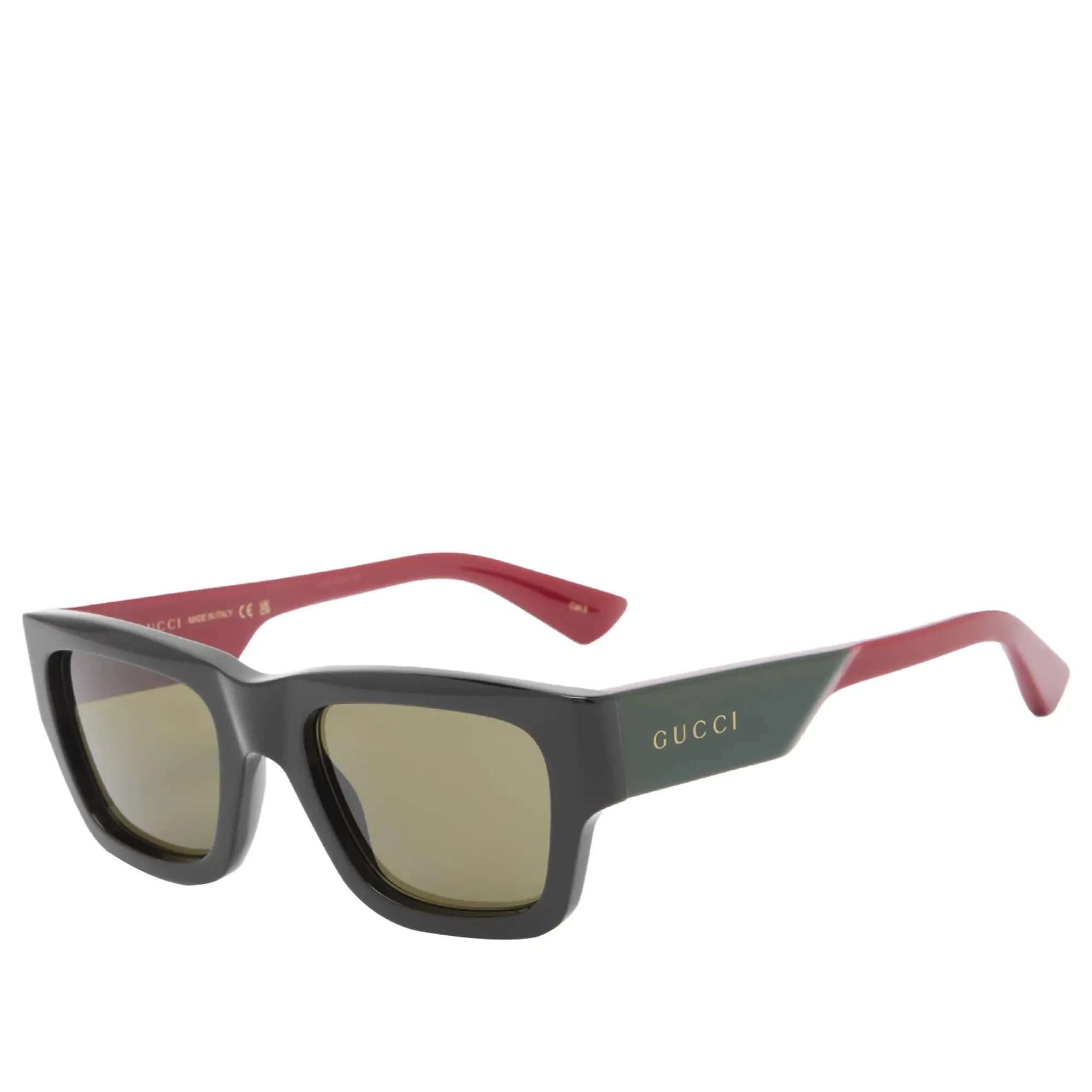 Gucci Men s Oblique Sunglasses Black Red Green