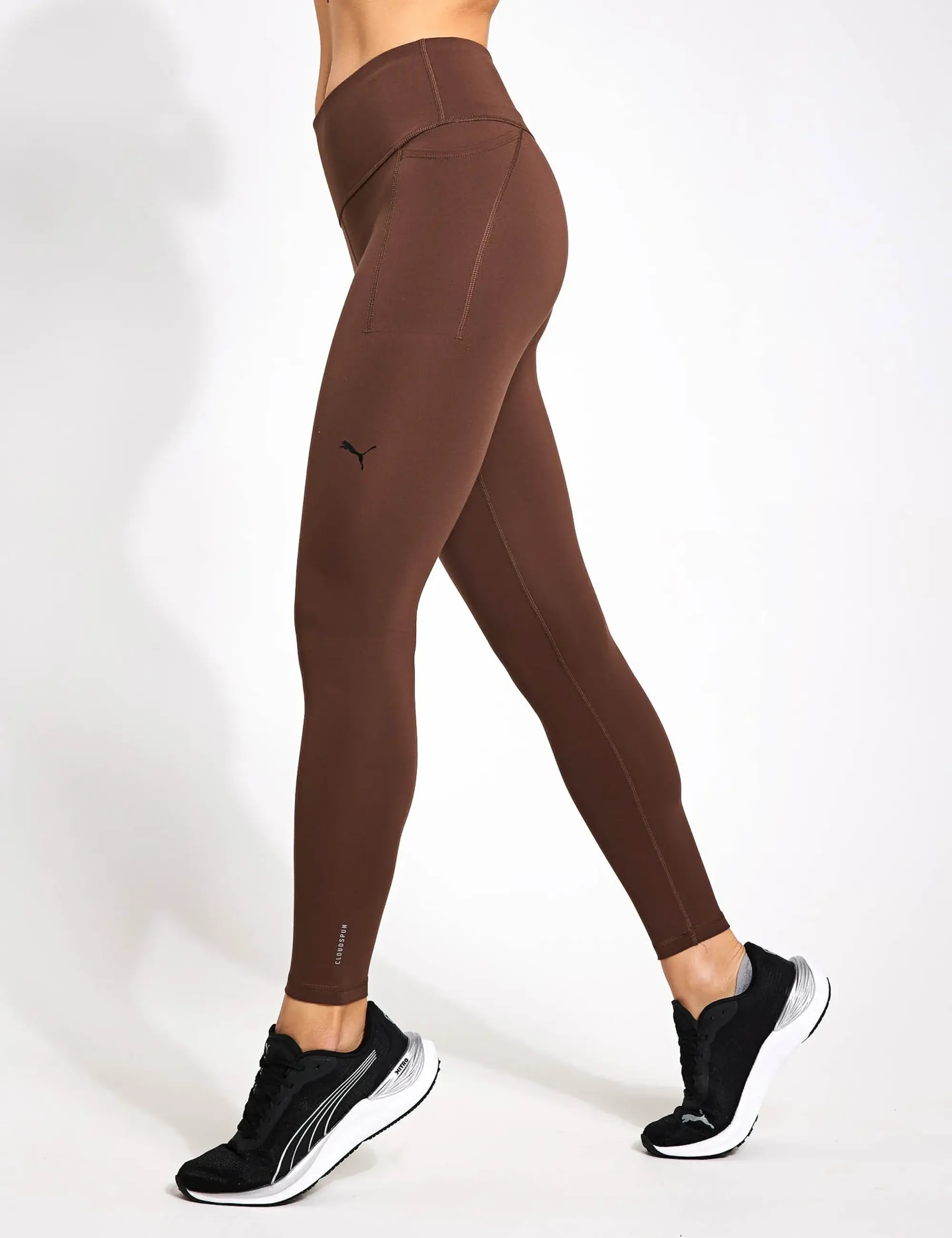 PUMA Cloudspun High Waisted Full-Length Tights - Espresso Brown - Size: Extra Large