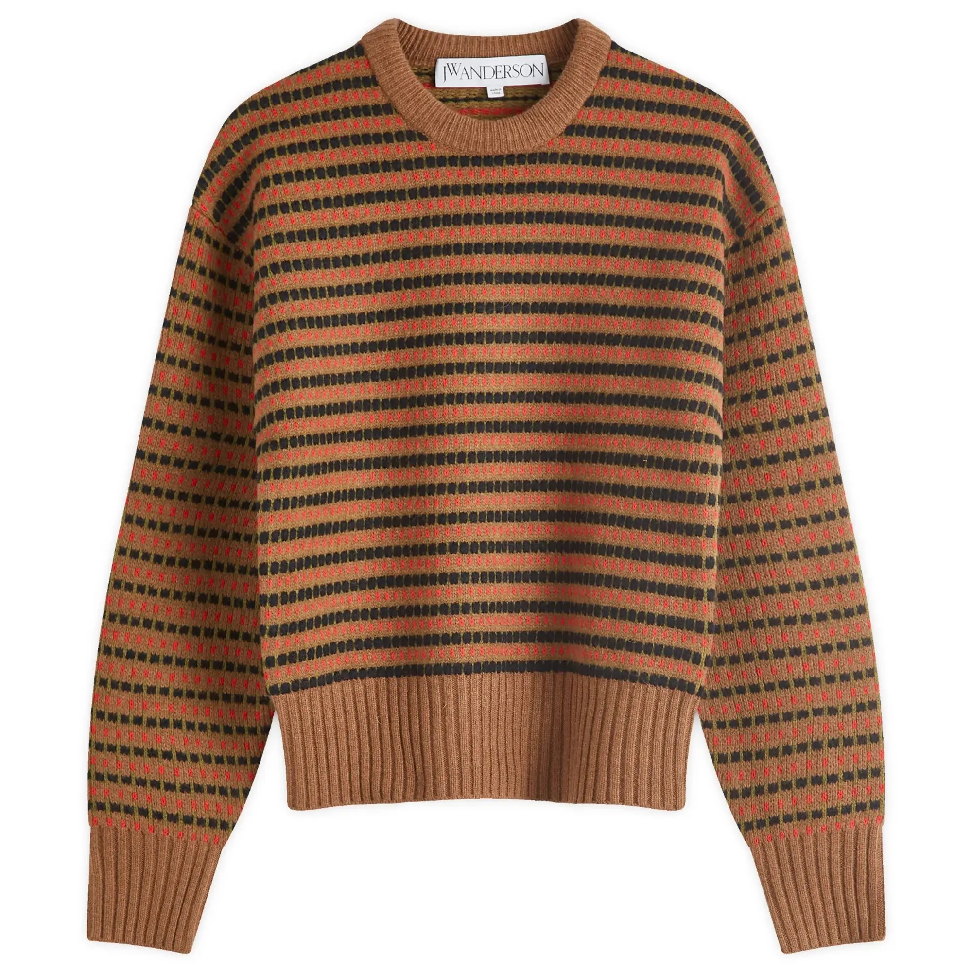 JW Anderson Women's Stripe Jacquard Jumper Moss