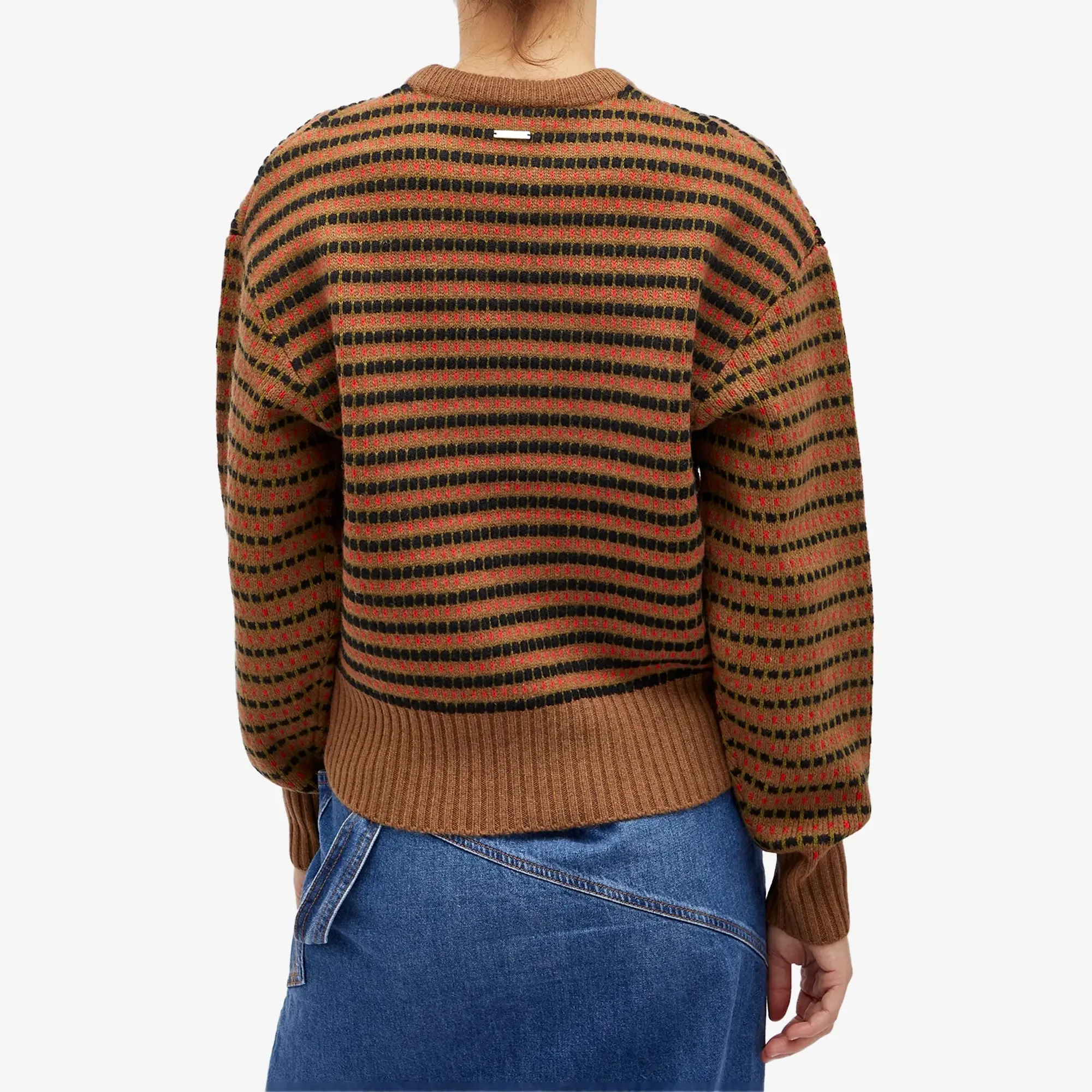JW Anderson Women's Stripe Jacquard Jumper Moss