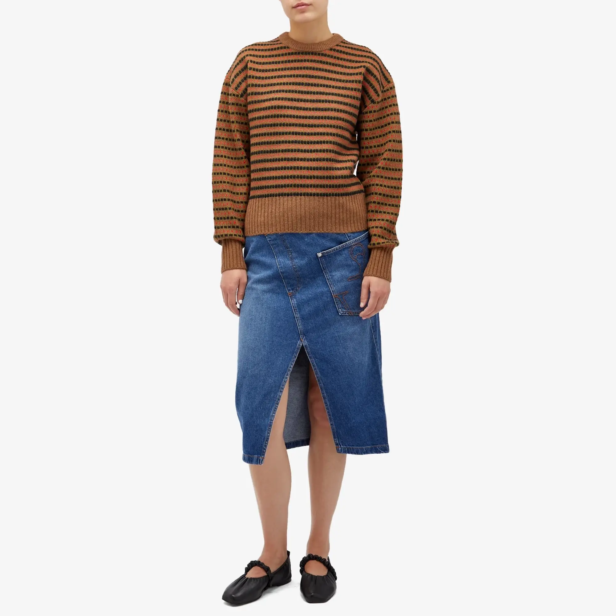 JW Anderson Women's Stripe Jacquard Jumper Moss