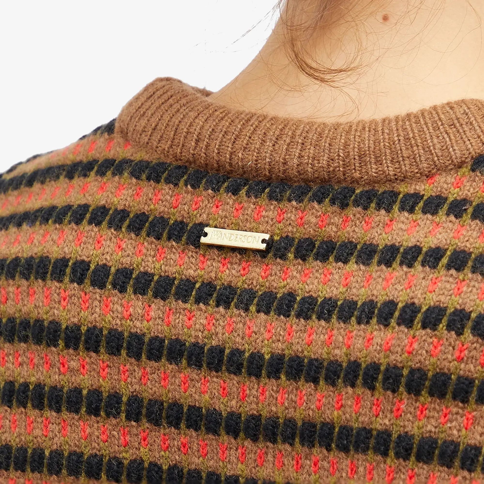 JW Anderson Women's Stripe Jacquard Jumper Moss