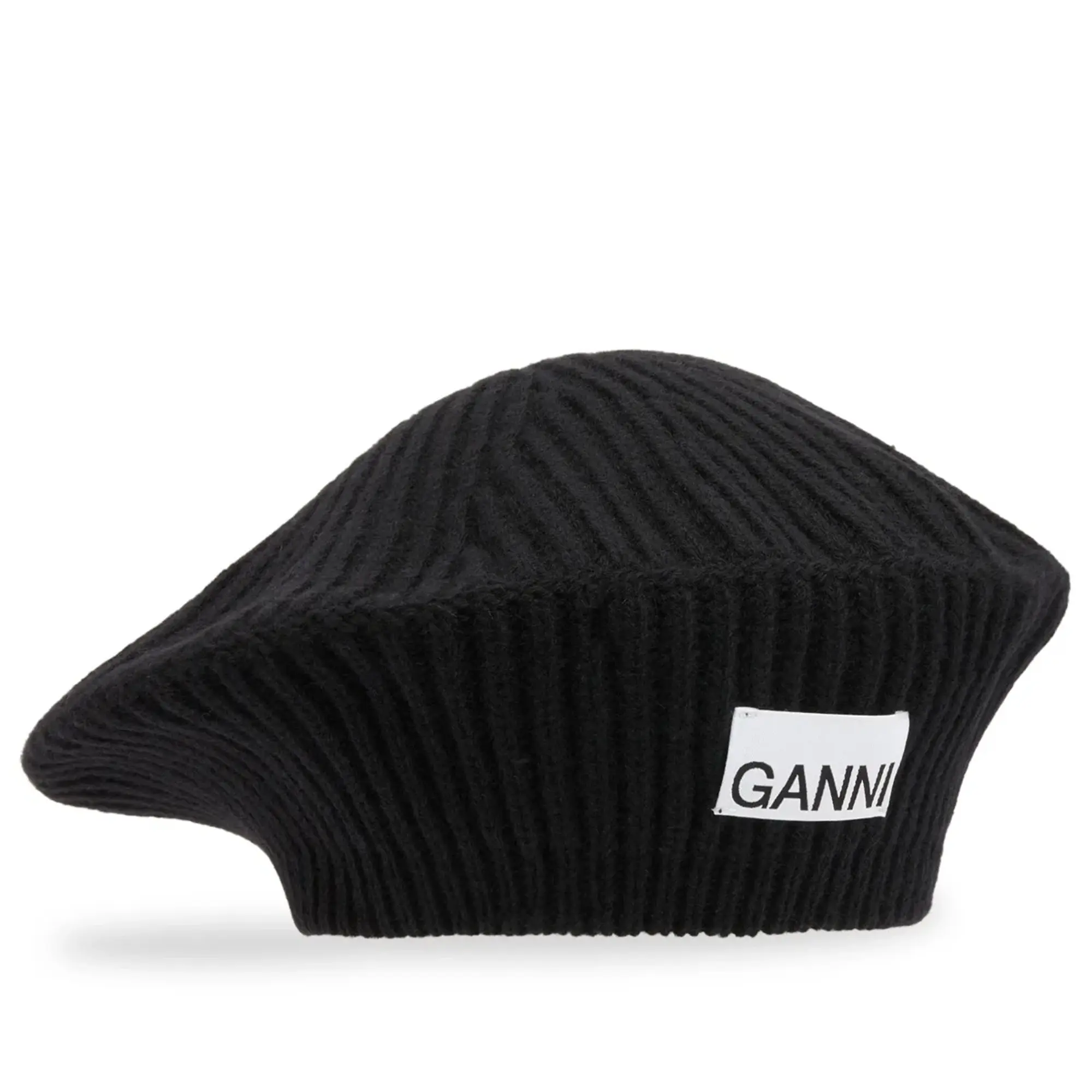 GANNI Women's Structured Rib Beret Black