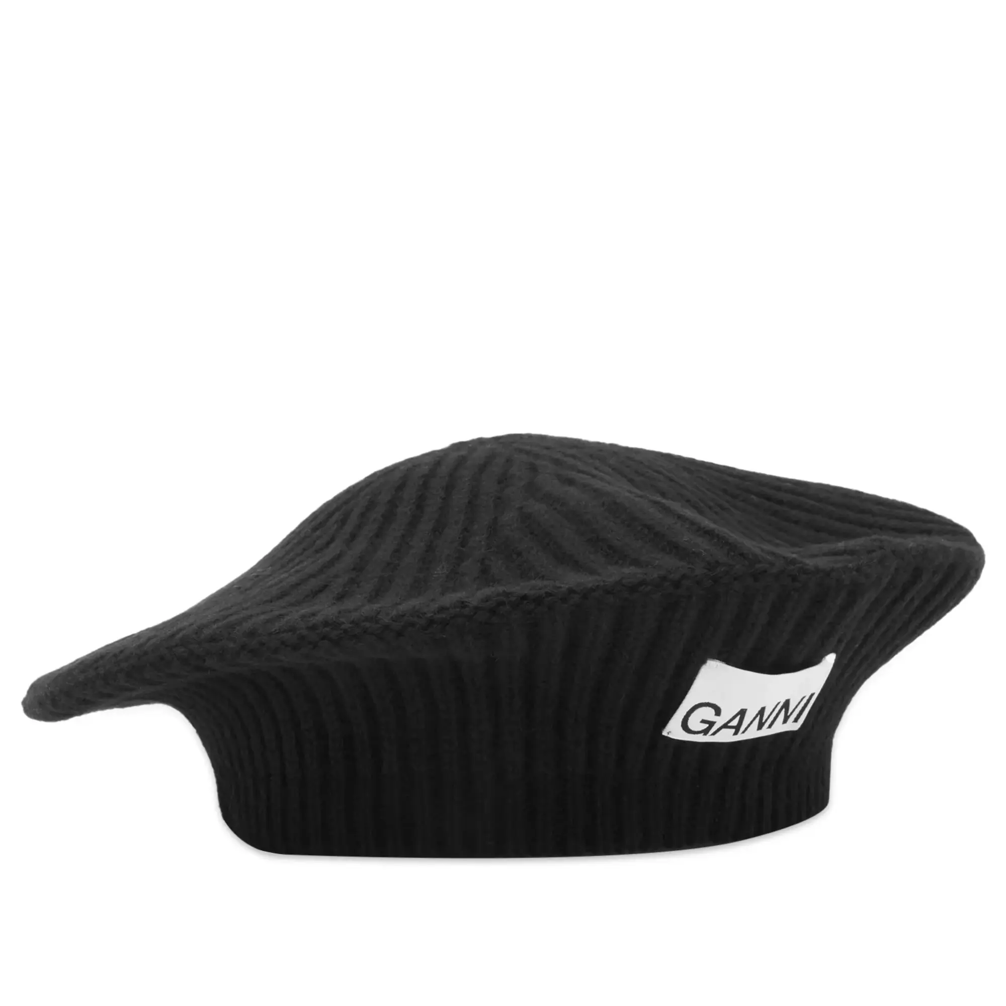 GANNI Women's Structured Rib Beret Black