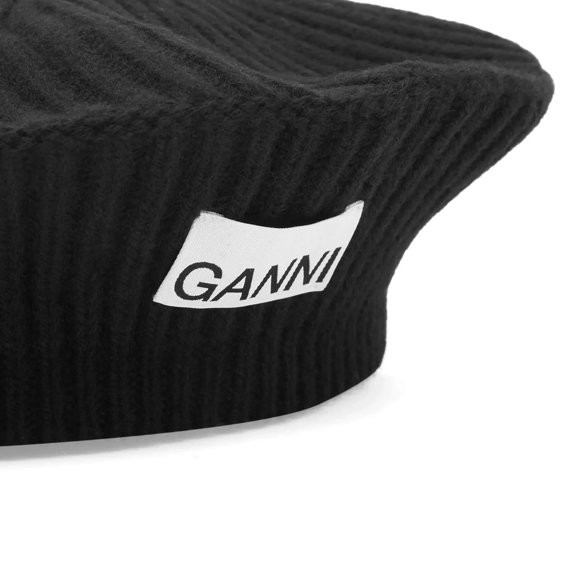 GANNI Women's Structured Rib Beret Black