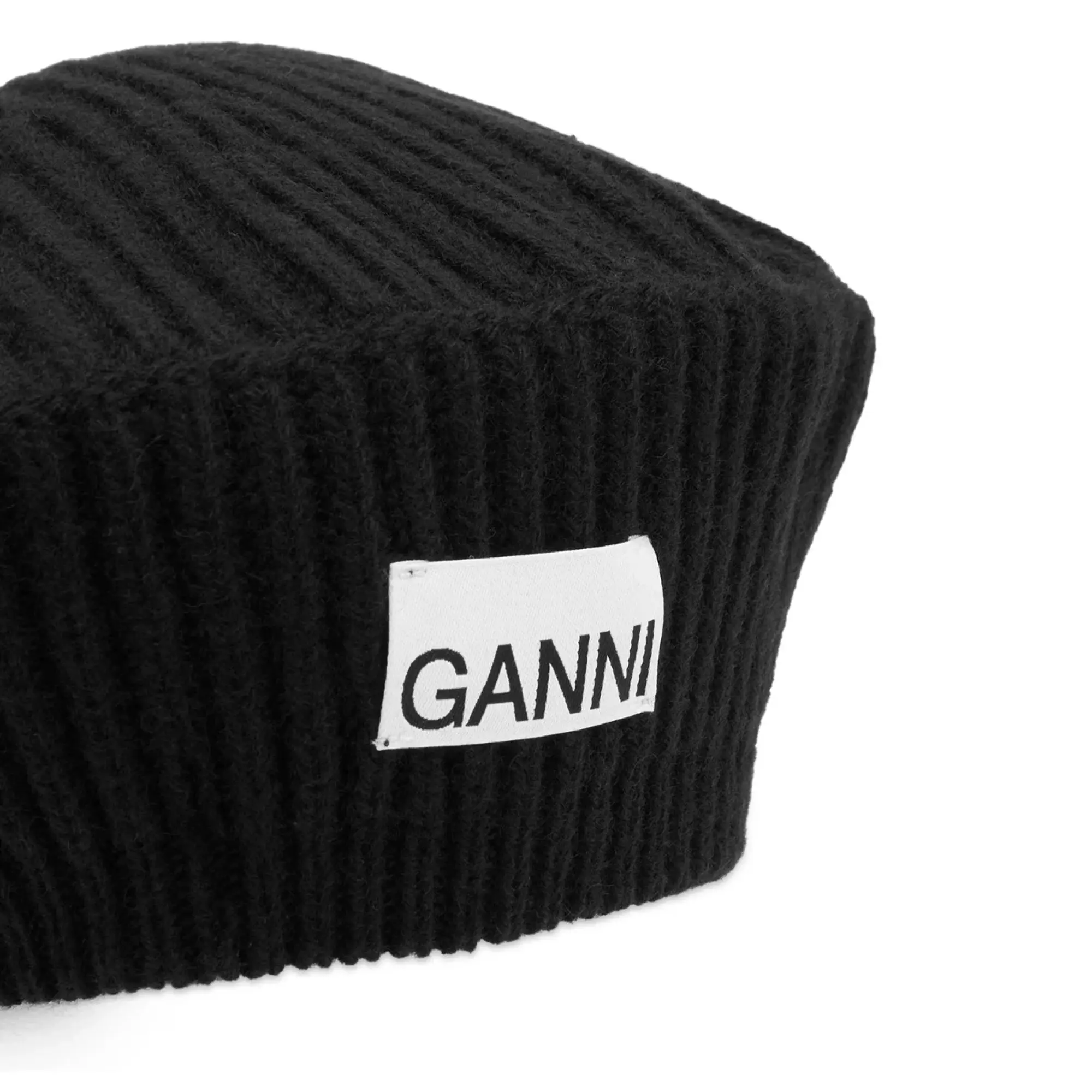 GANNI Women's Structured Rib Beret Black