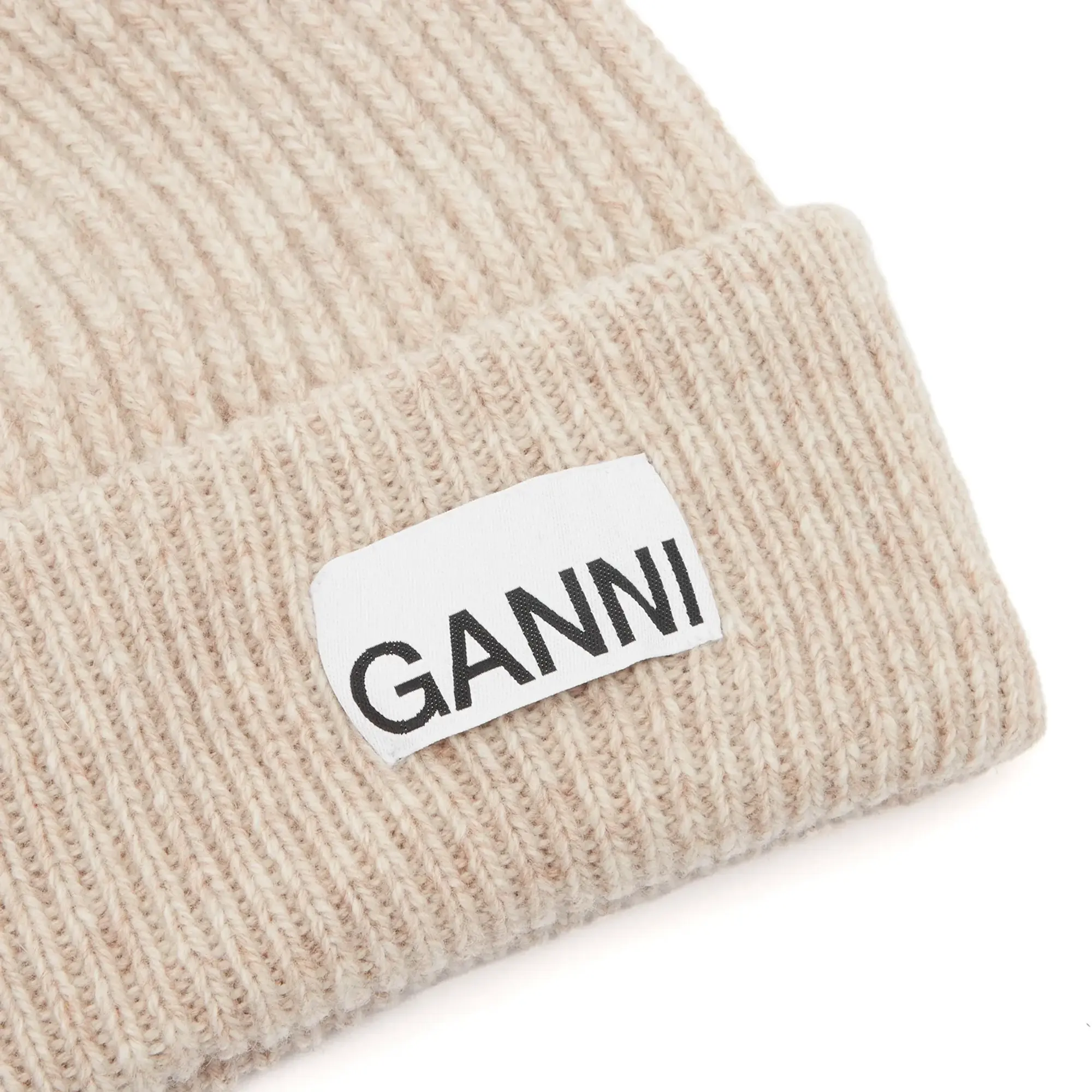 GANNI Women's Light Structured Rib Knit Beanie Brazilian Sand