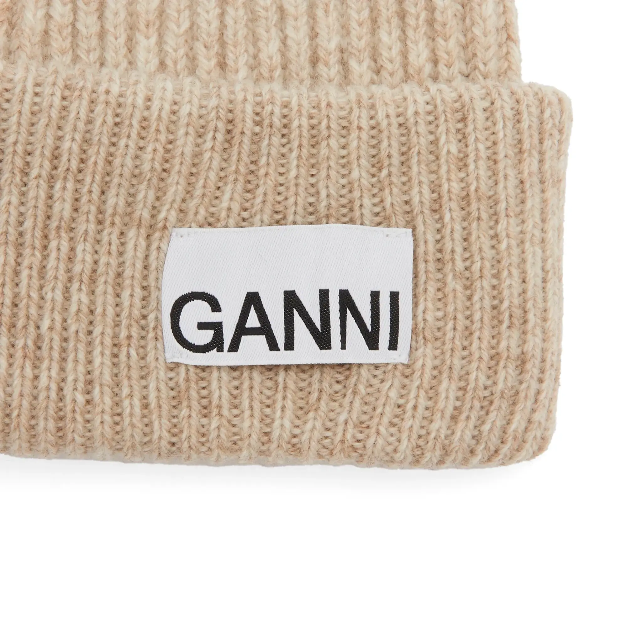 GANNI Women's Light Structured Rib Knit Beanie Brazilian Sand