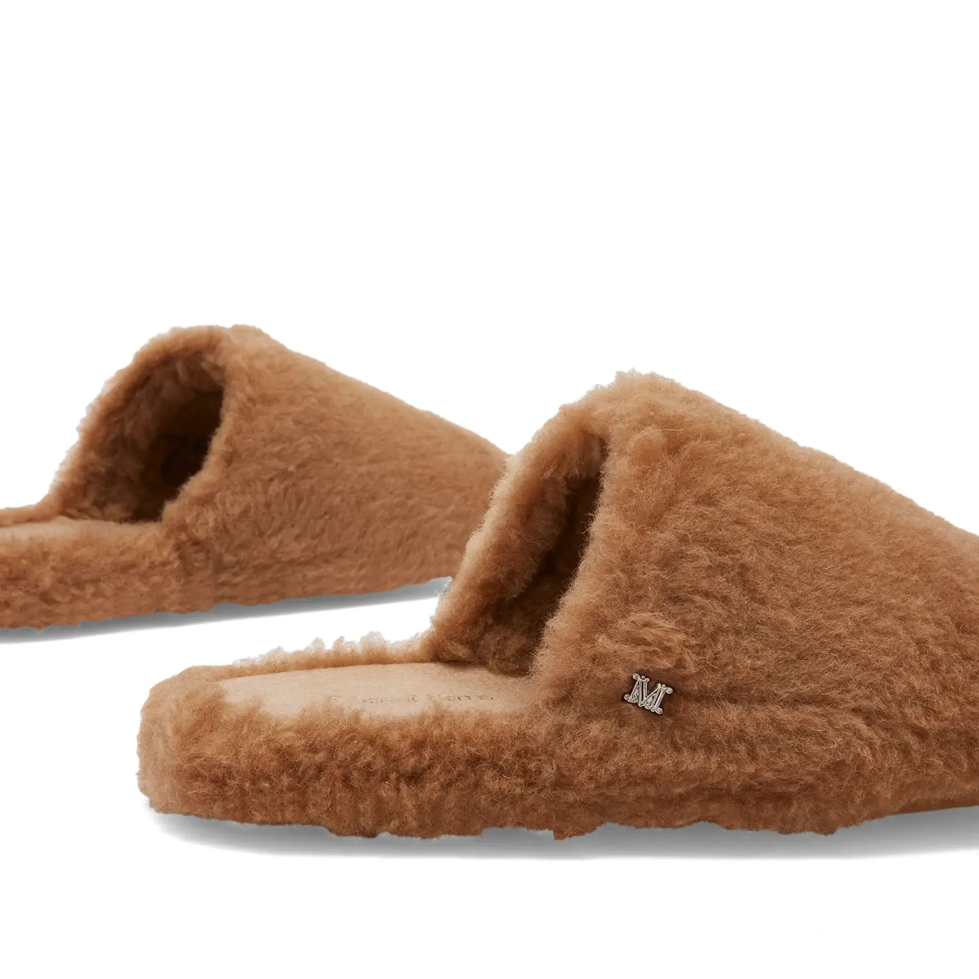Max Mara Women's Shearling Teddy Slipper Camel