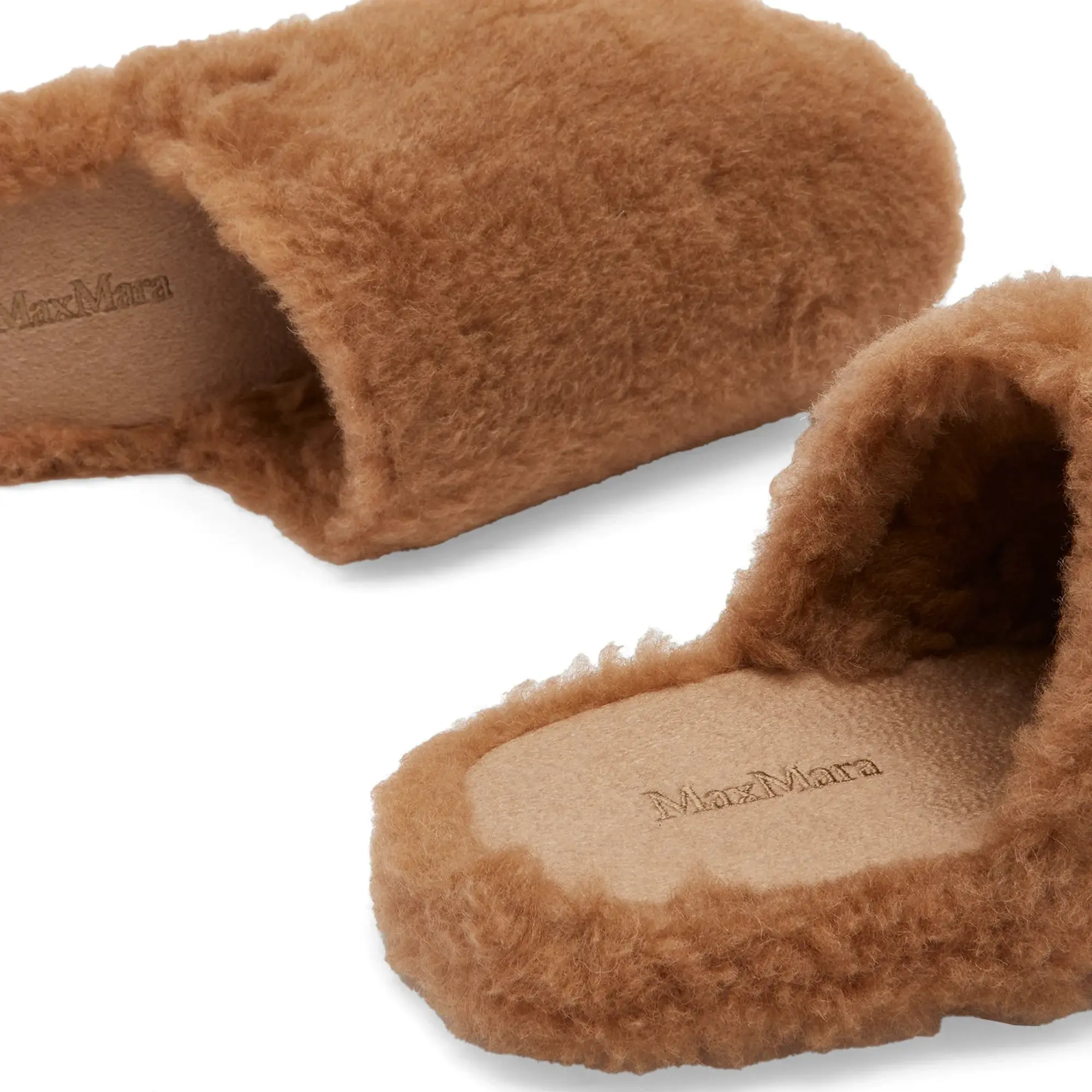 Max Mara Women's Shearling Teddy Slipper Camel