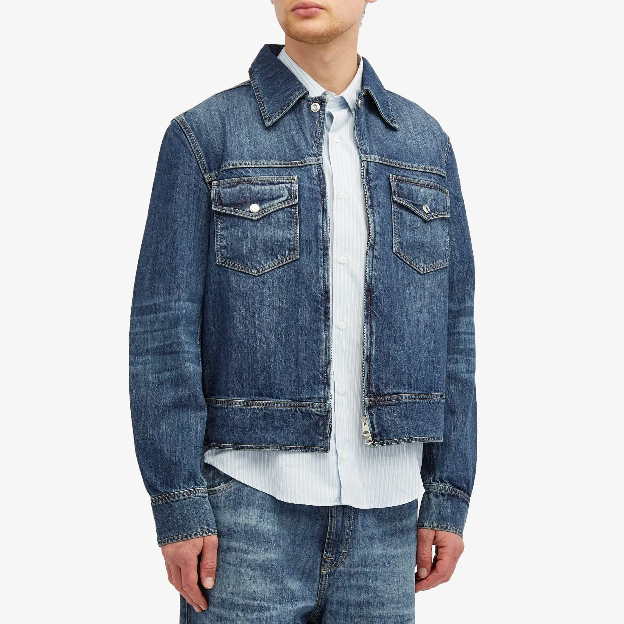 Our Legacy Men's Trucker Jacket Vintage Denim | M4245TW | FOOTY.COM
