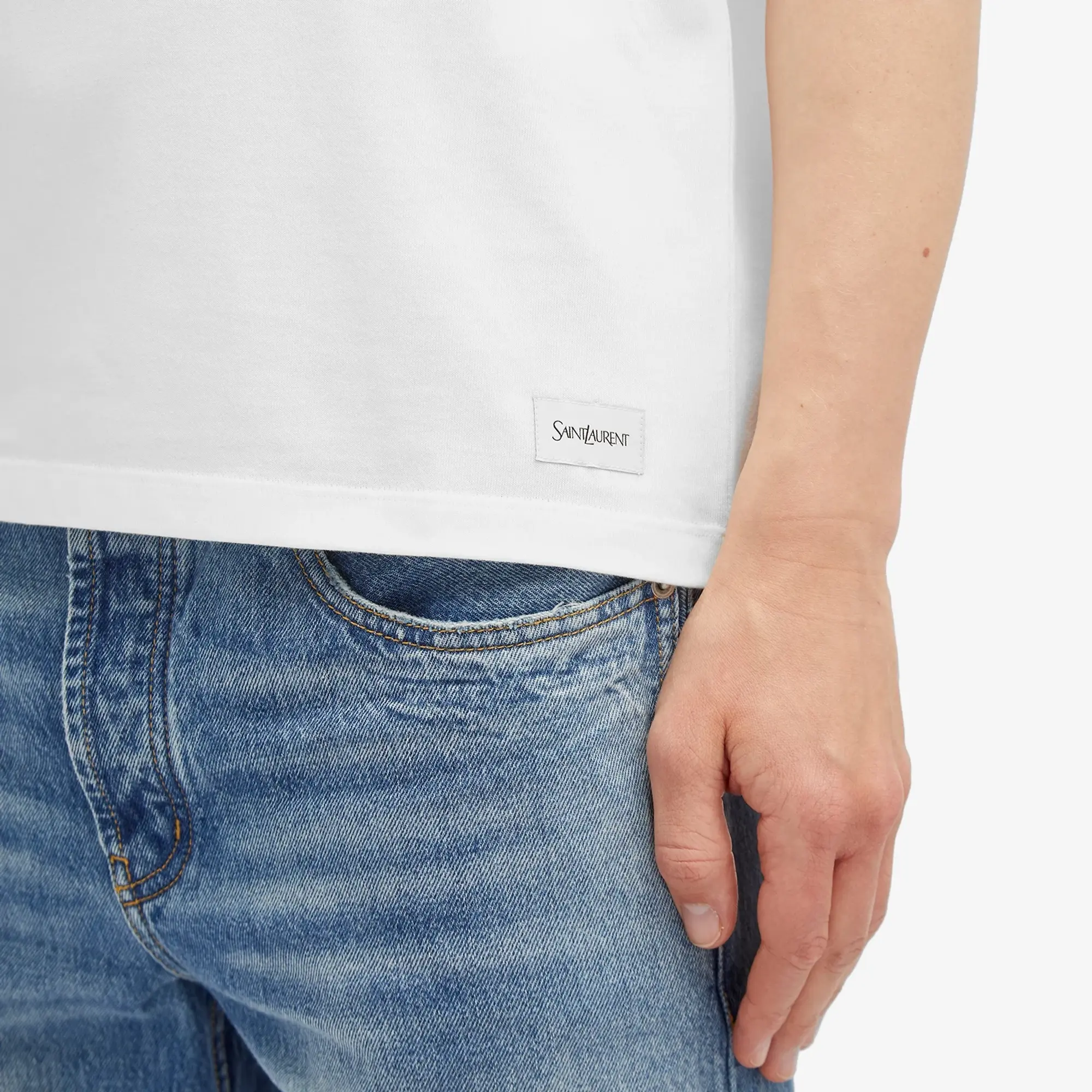 Saint Laurent Men's Vintage Patch Logo T-Shirt White