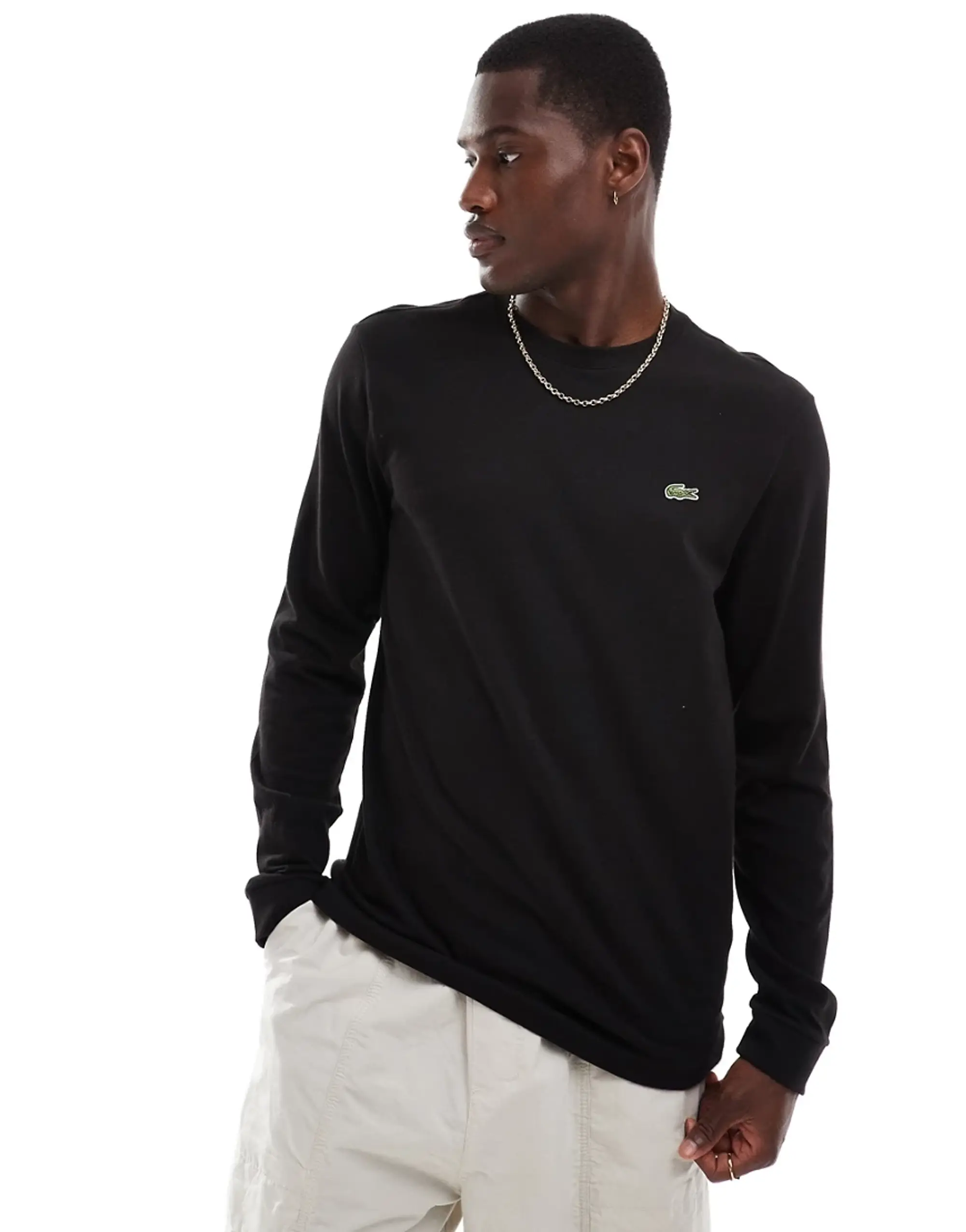 Lacoste Logo Long Sleeve T-Shirt In Black