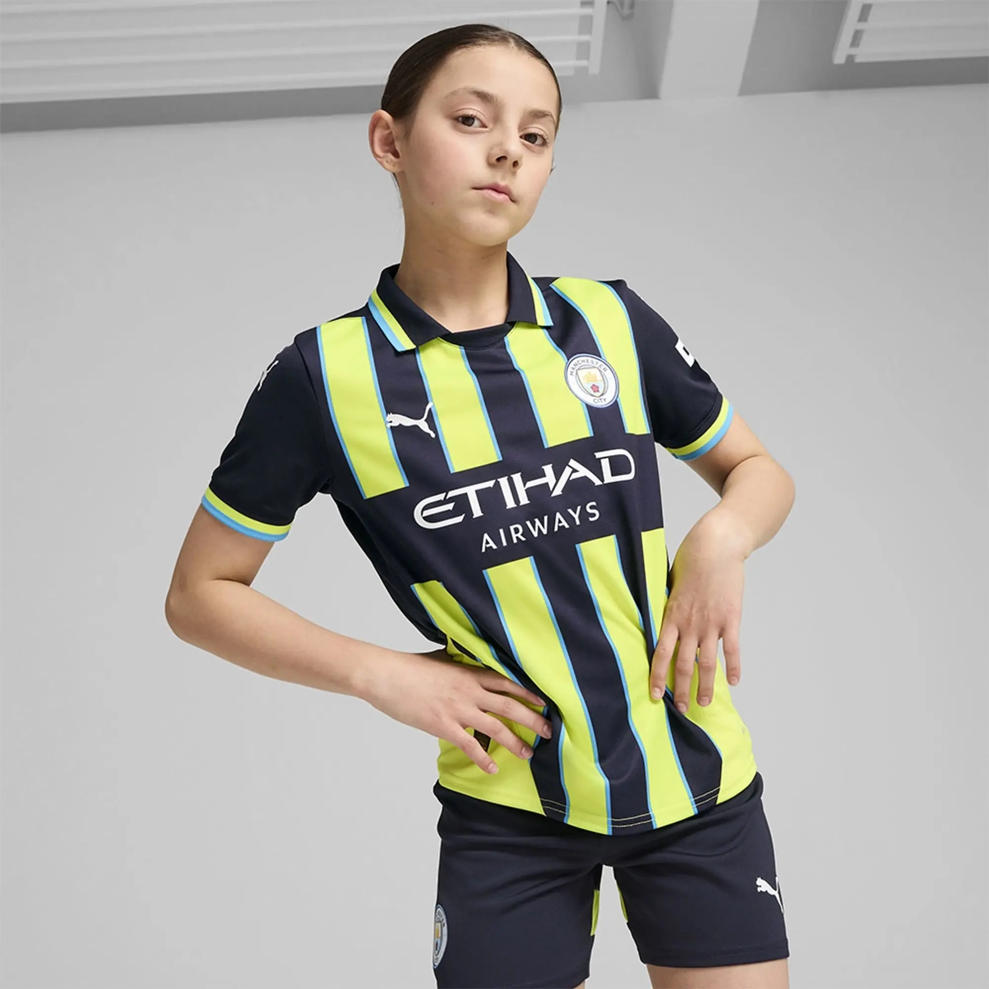 Puma Manchester City Away Shirt 2024/25 Kids - ['Black', 'Yellow']