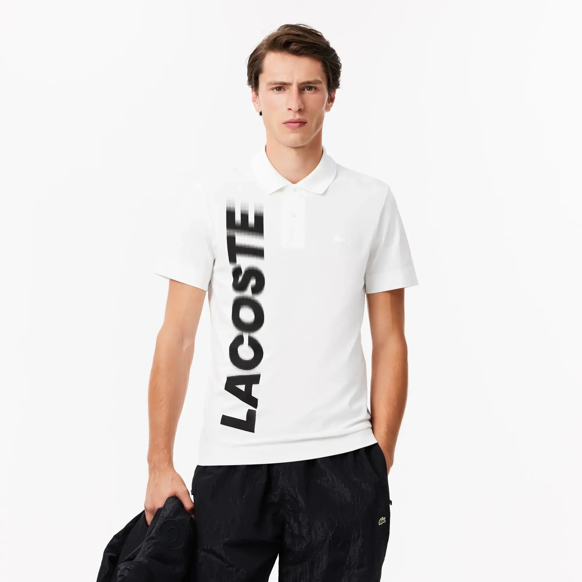 Regular Fit Lacoste Movement Printed Polo Shirt - White