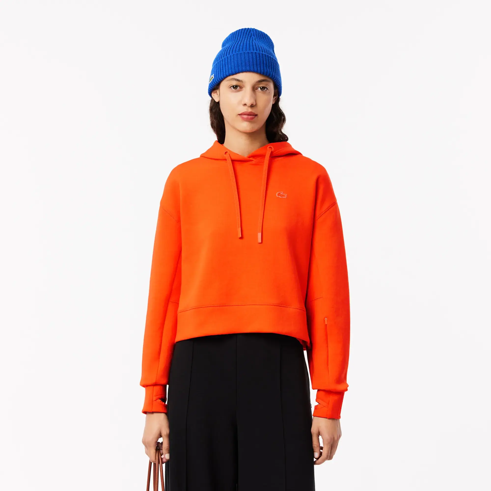 Lacoste Short Cut Cotton Hoodie - Orange