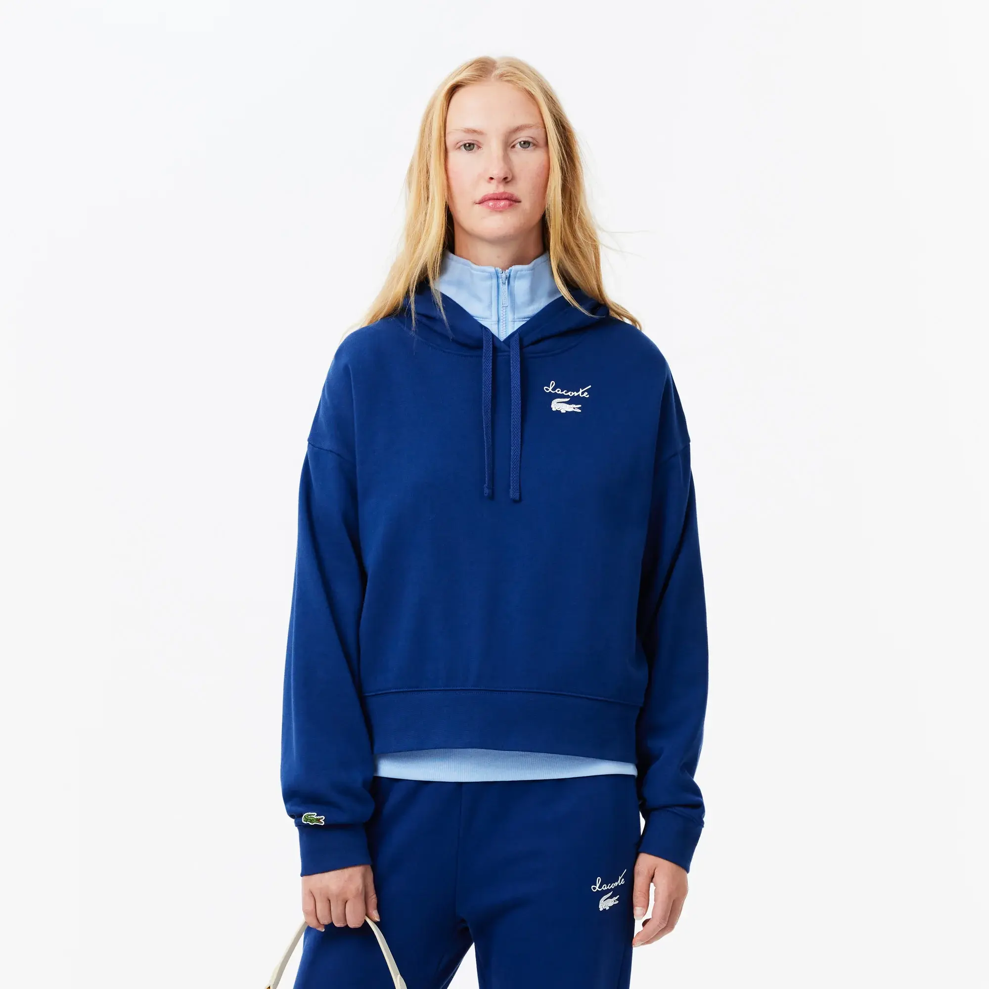 Lacoste Fleece Logo Hoodie - Blue